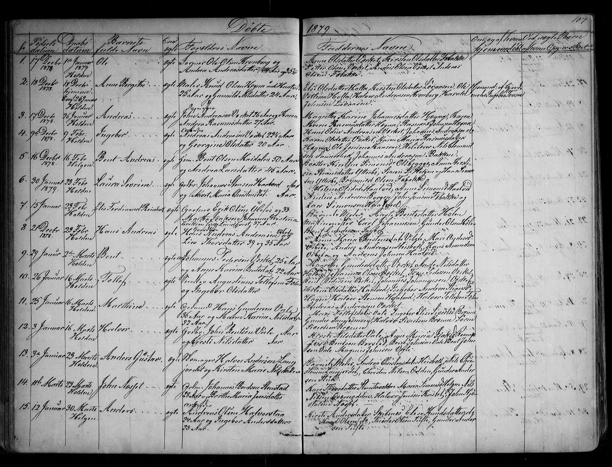Holla kirkebøker, AV/SAKO-A-272/G/Ga/L0004: Parish register (copy) no. I 4, 1867-1890, p. 107