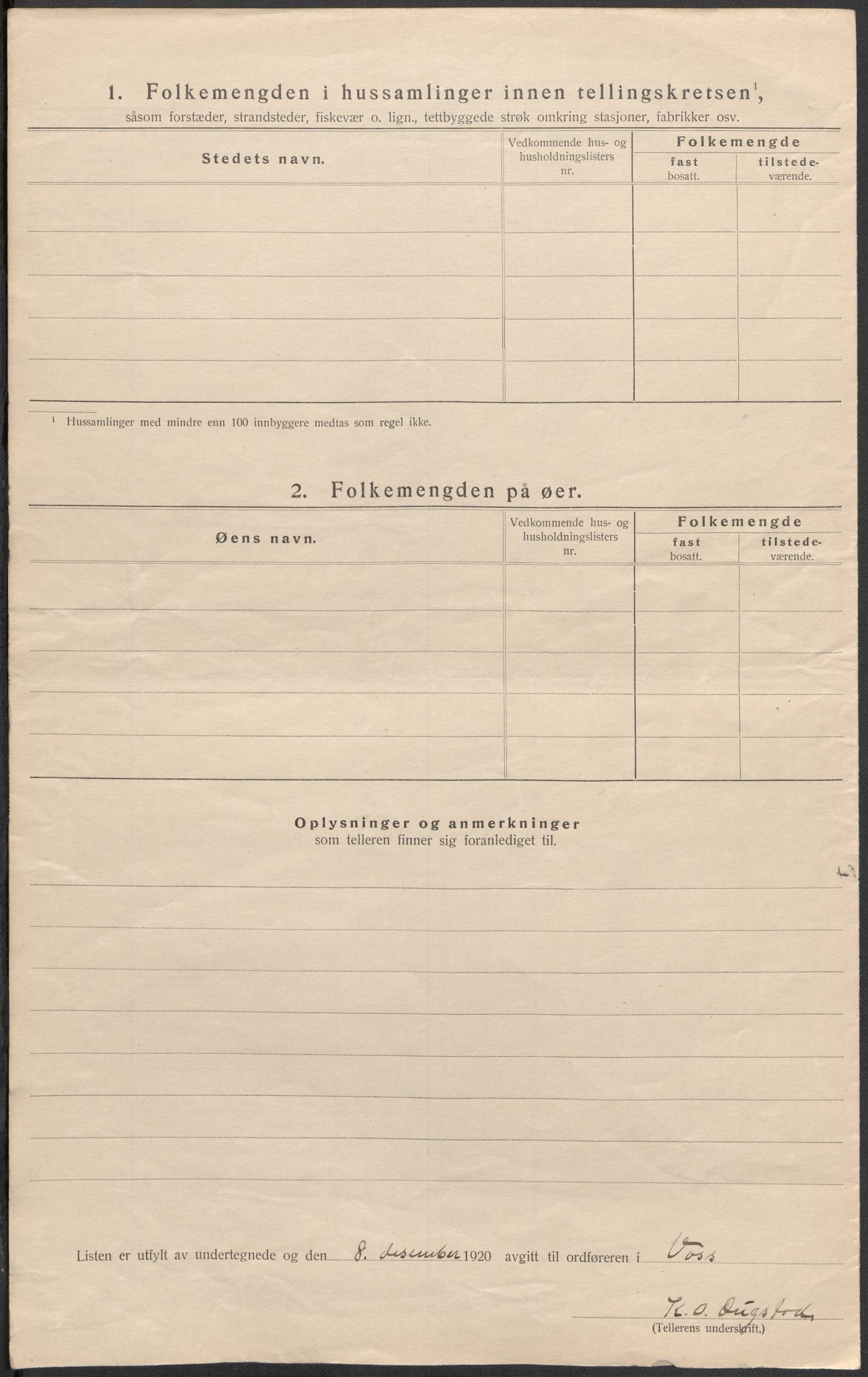 SAB, 1920 census for Voss, 1920, p. 43