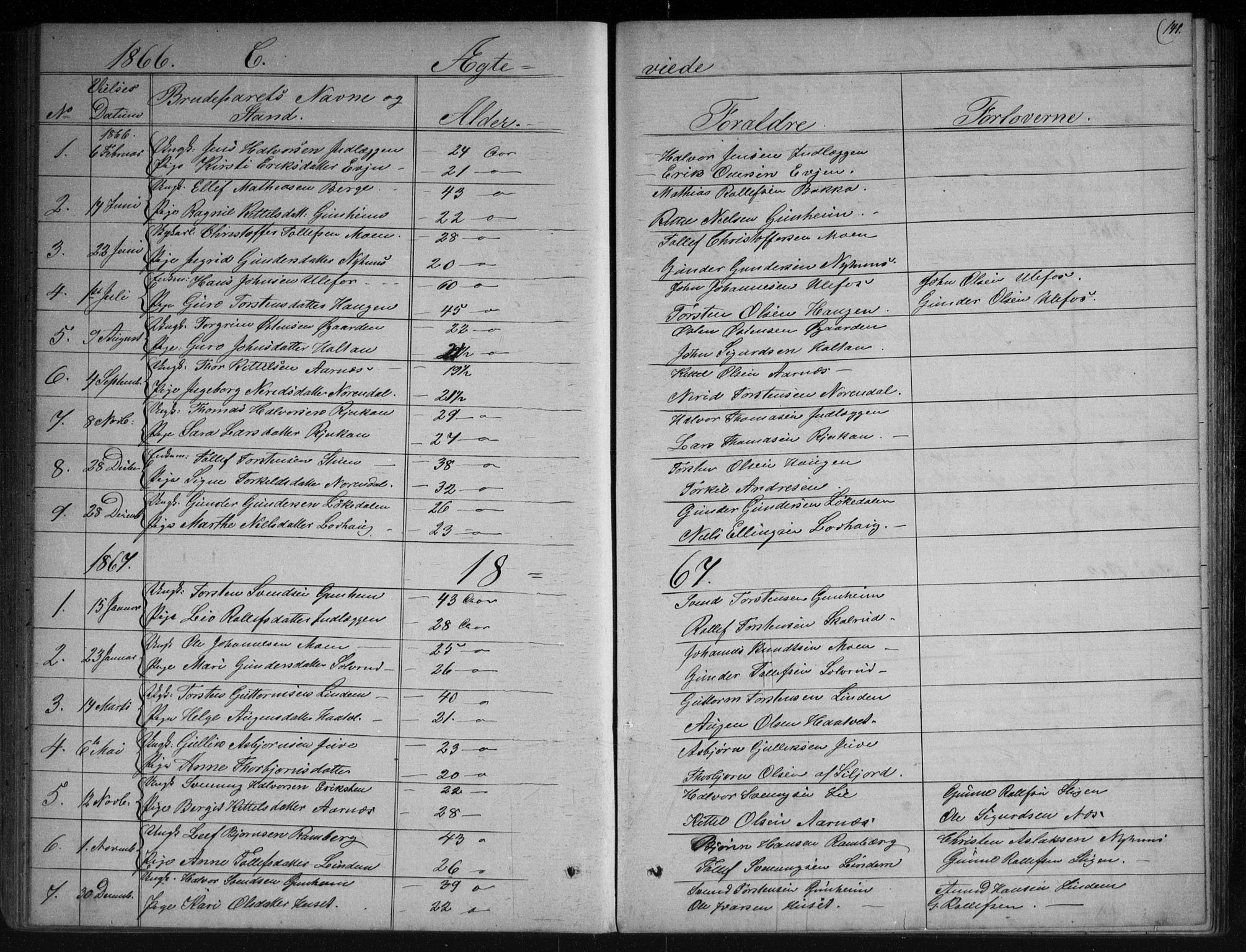 Sauherad kirkebøker, SAKO/A-298/G/Gb/L0002: Parish register (copy) no. II 2, 1866-1897, p. 141