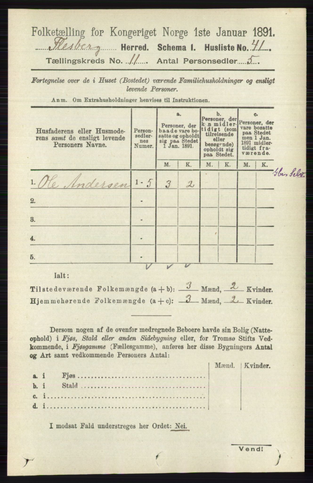 RA, 1891 census for 0631 Flesberg, 1891, p. 1759