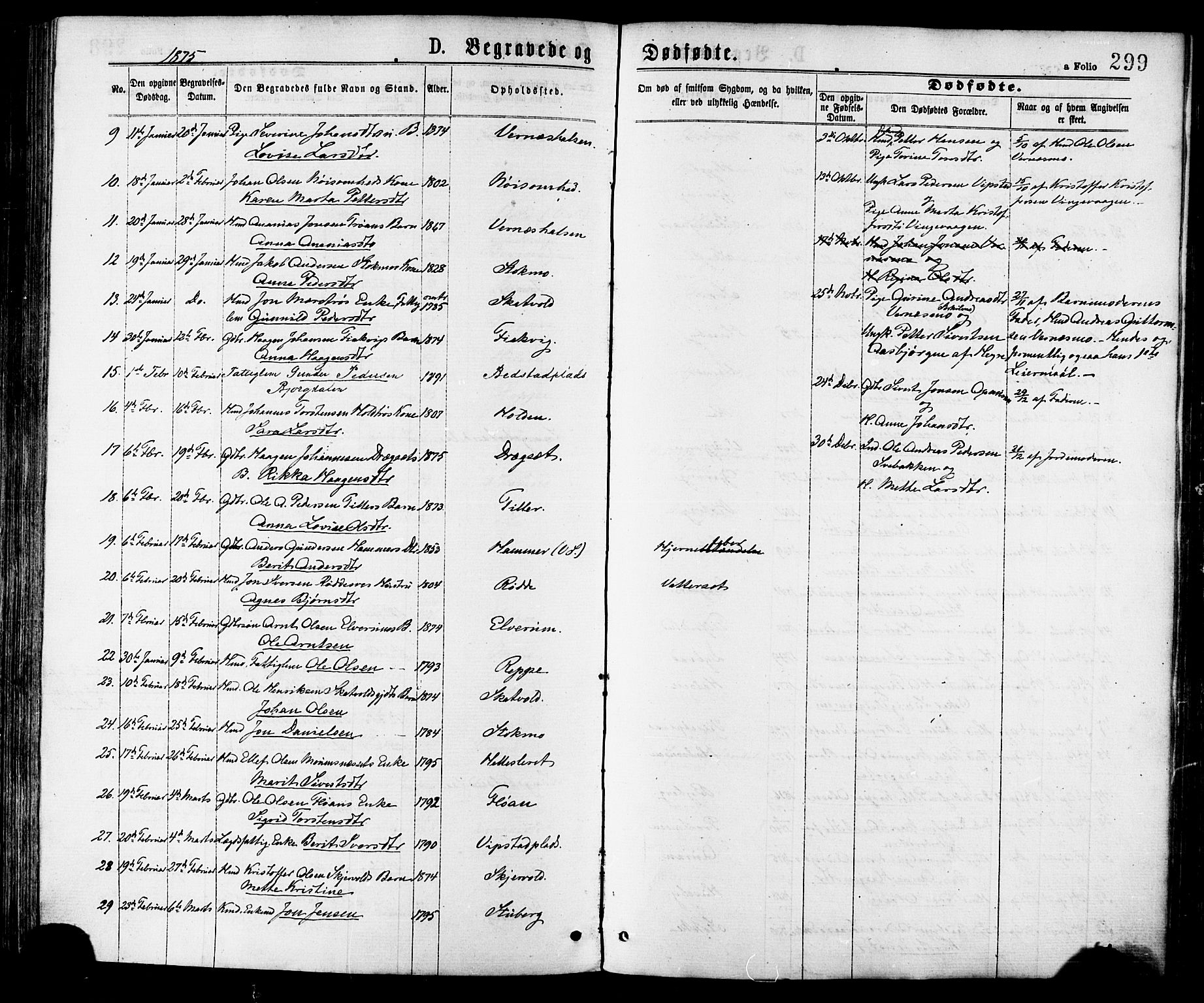 Ministerialprotokoller, klokkerbøker og fødselsregistre - Nord-Trøndelag, SAT/A-1458/709/L0076: Parish register (official) no. 709A16, 1871-1879, p. 299