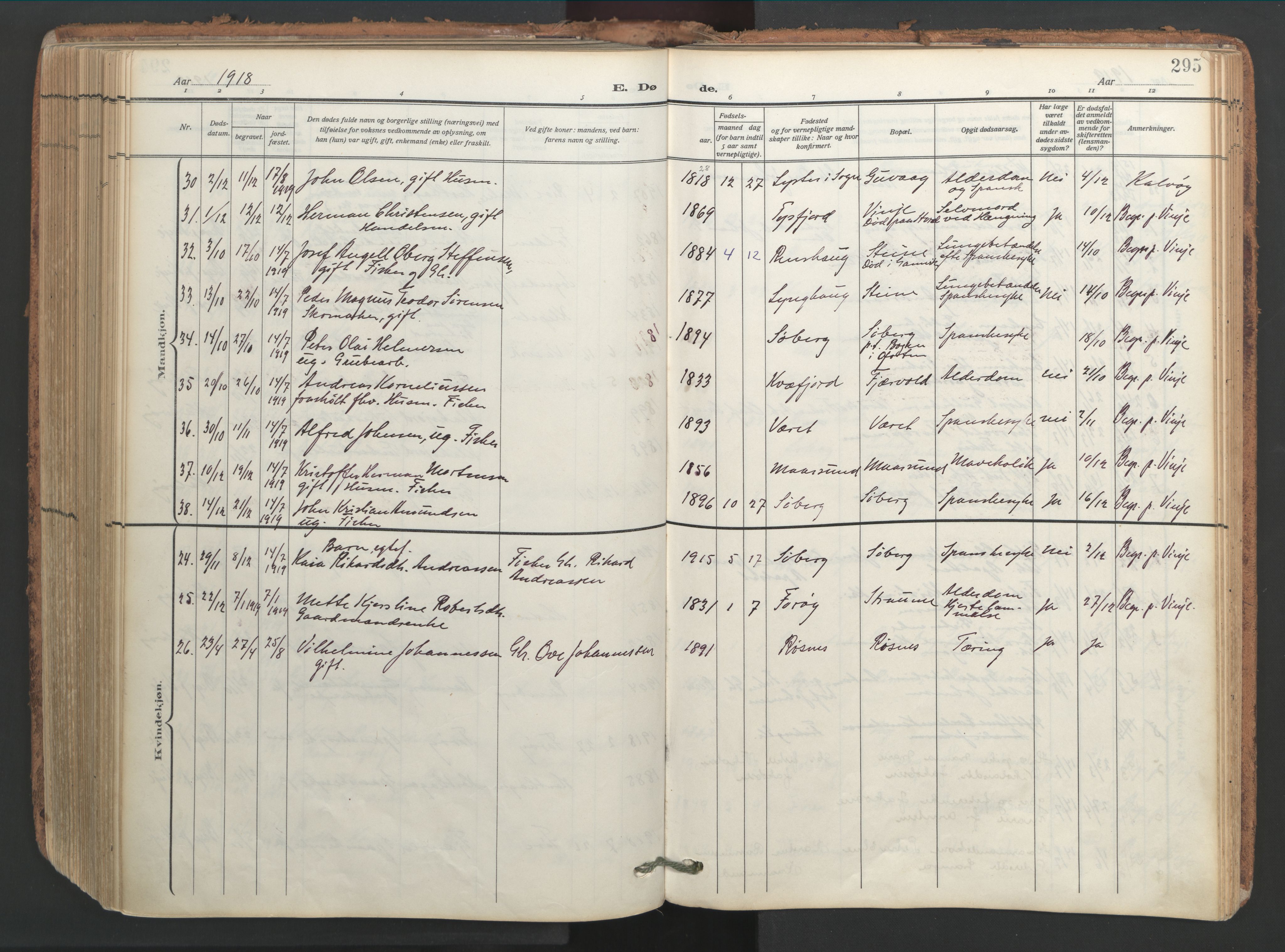 Ministerialprotokoller, klokkerbøker og fødselsregistre - Nordland, SAT/A-1459/891/L1306: Parish register (official) no. 891A11, 1911-1927, p. 295