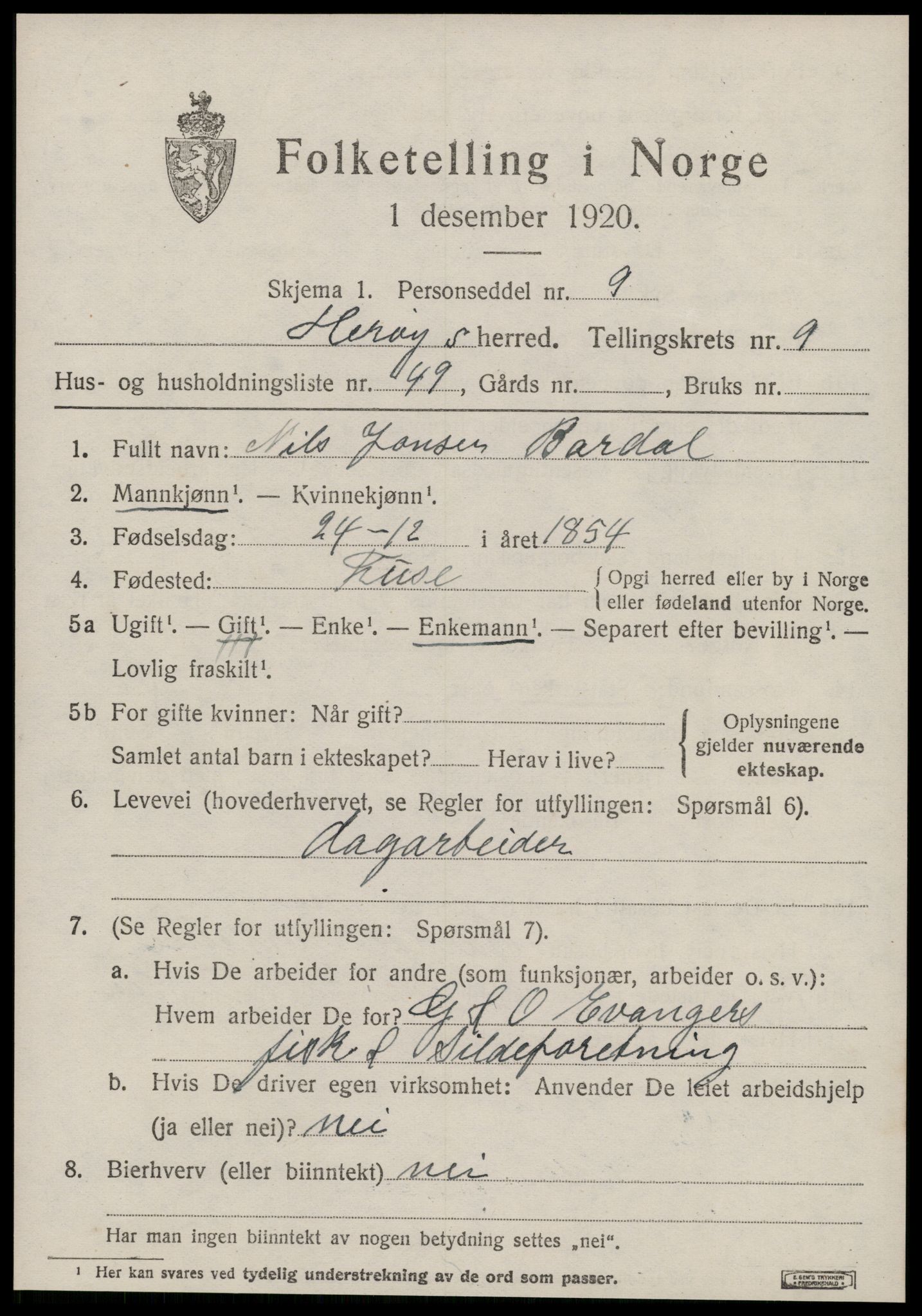 SAT, 1920 census for Herøy (MR), 1920, p. 6153