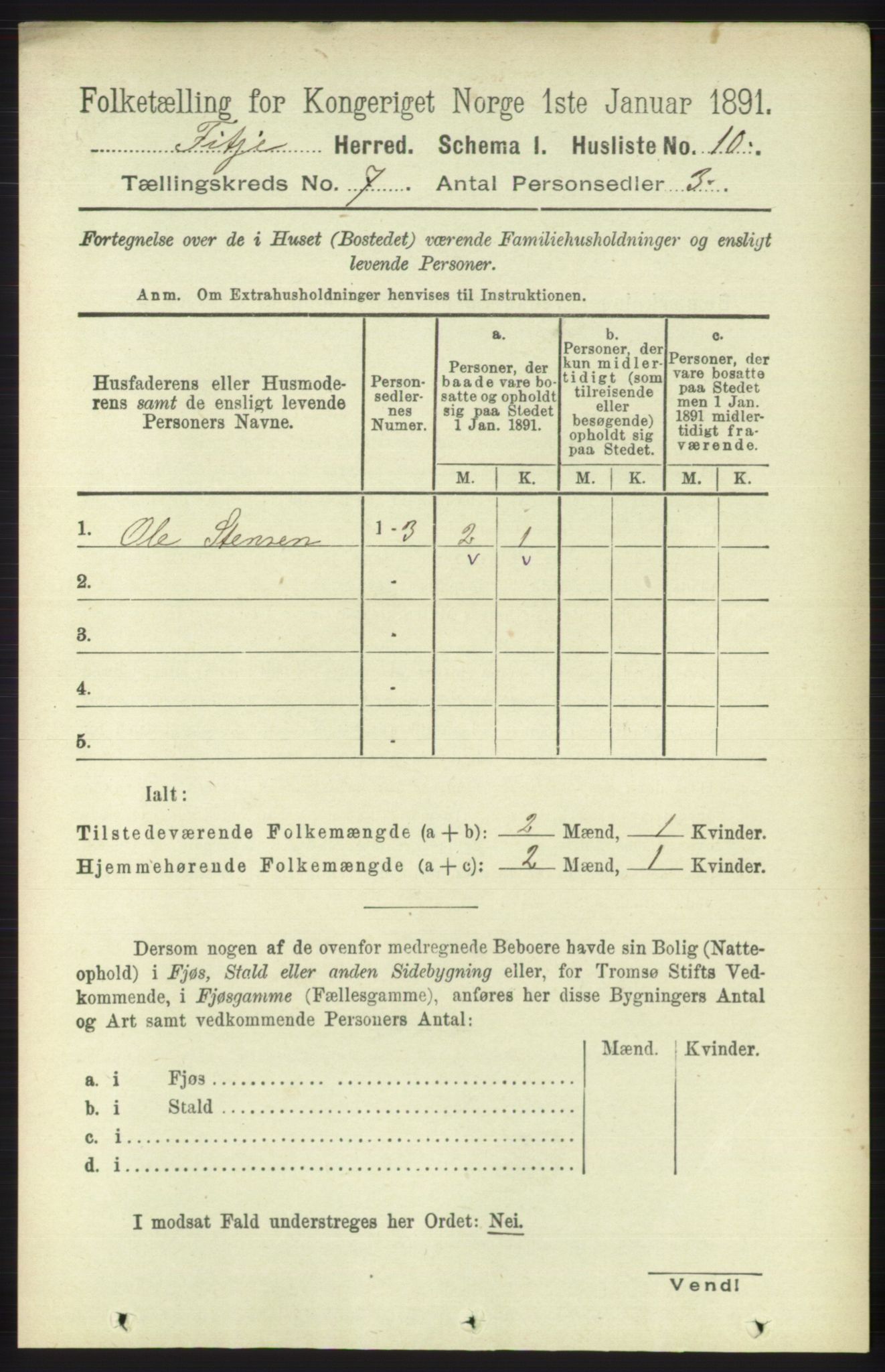 RA, 1891 census for 1222 Fitjar, 1891, p. 2755