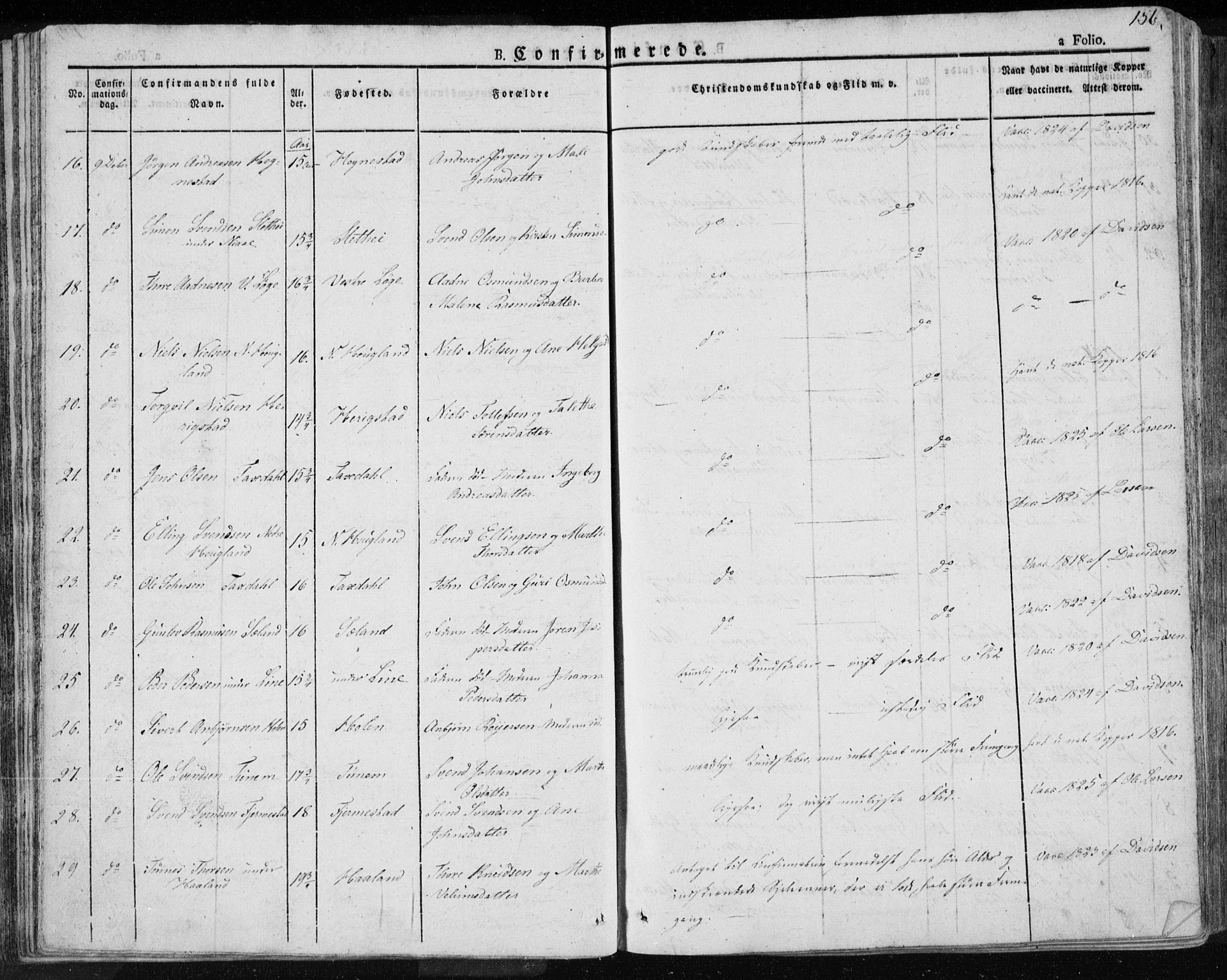 Lye sokneprestkontor, AV/SAST-A-101794/001/30BA/L0004: Parish register (official) no. A 4, 1826-1841, p. 156