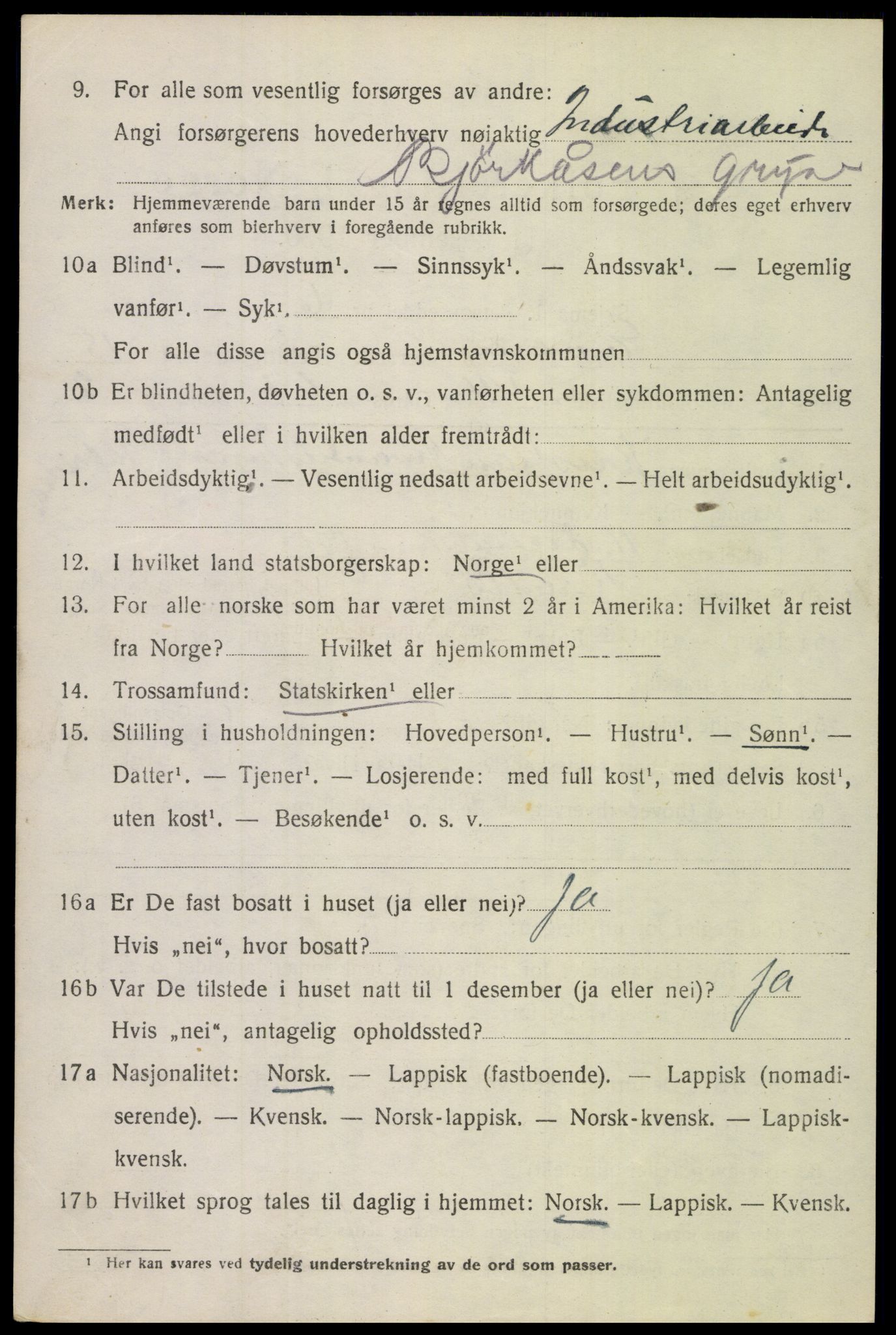 SAT, 1920 census for Evenes, 1920, p. 13181