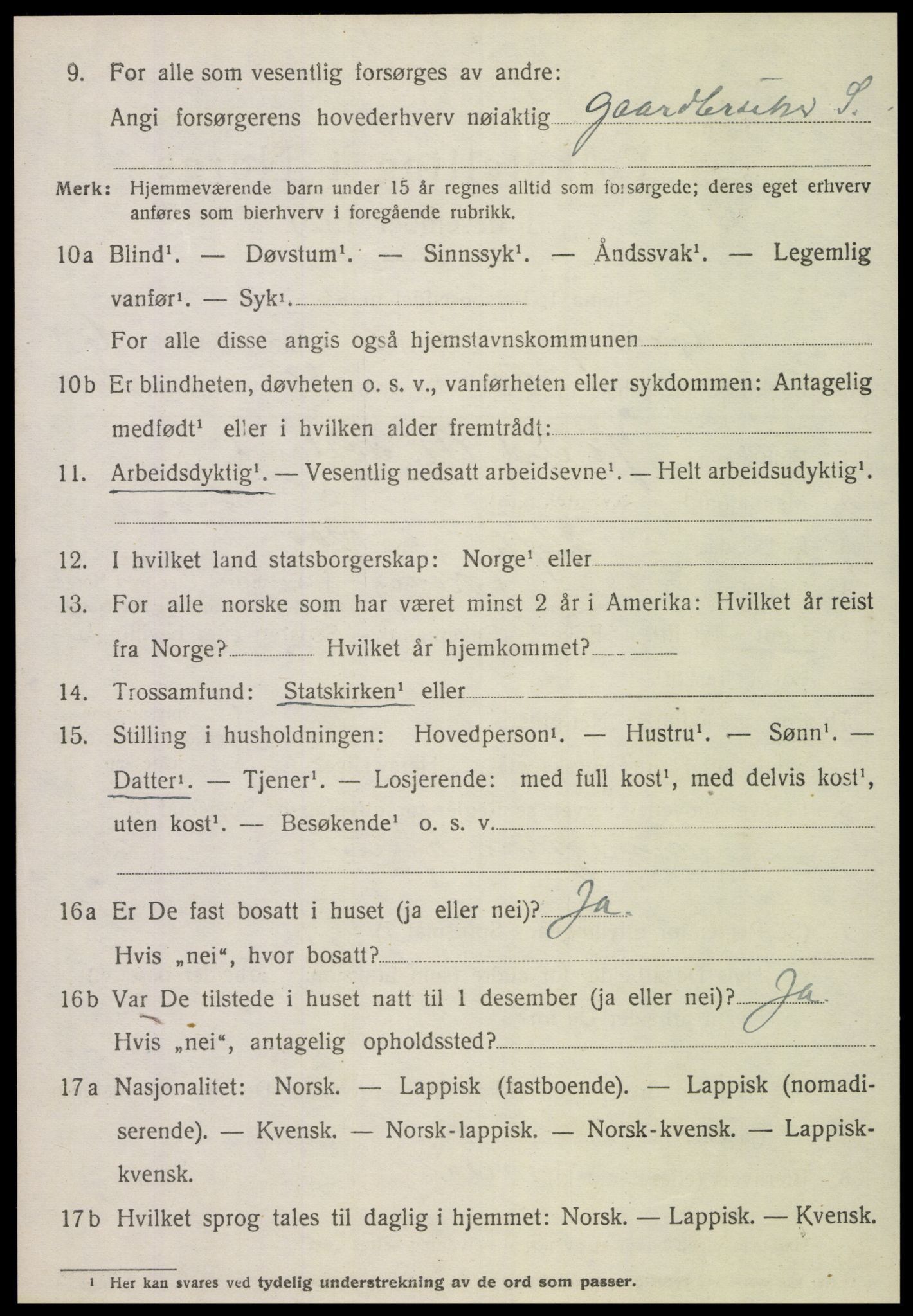SAT, 1920 census for Grong, 1920, p. 4068