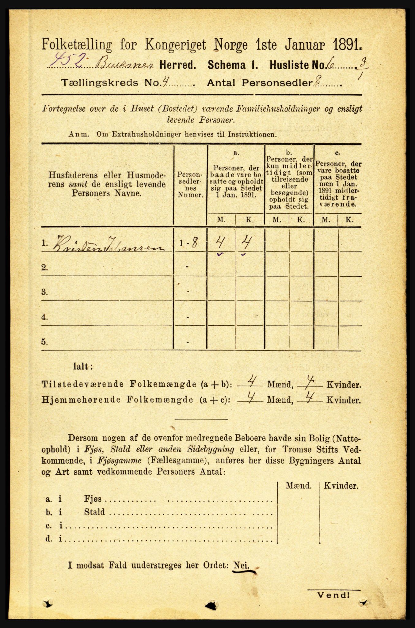 RA, 1891 census for 1860 Buksnes, 1891, p. 2906