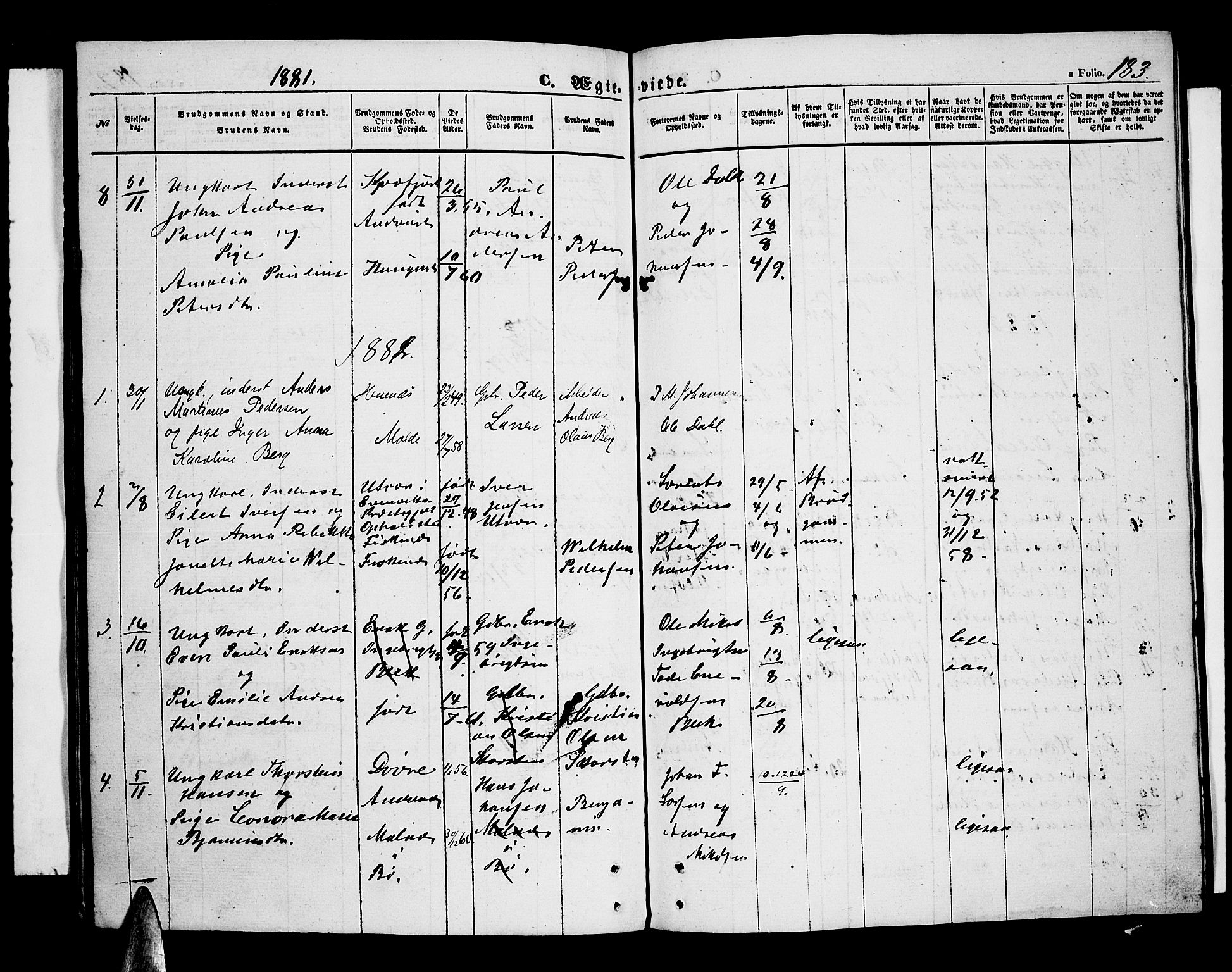 Ministerialprotokoller, klokkerbøker og fødselsregistre - Nordland, SAT/A-1459/899/L1447: Parish register (copy) no. 899C02, 1855-1886, p. 183