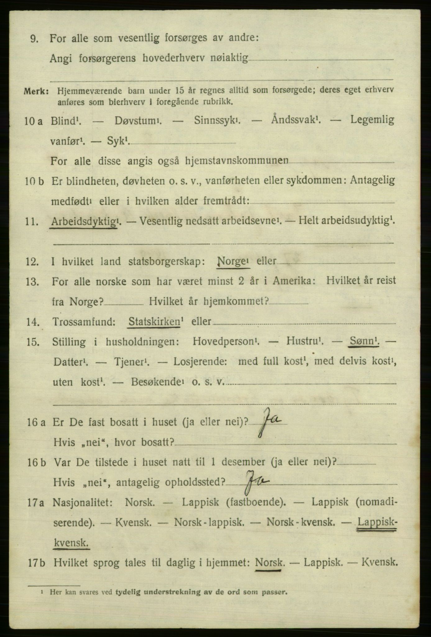 SATØ, 1920 census for Loppa, 1920, p. 3079