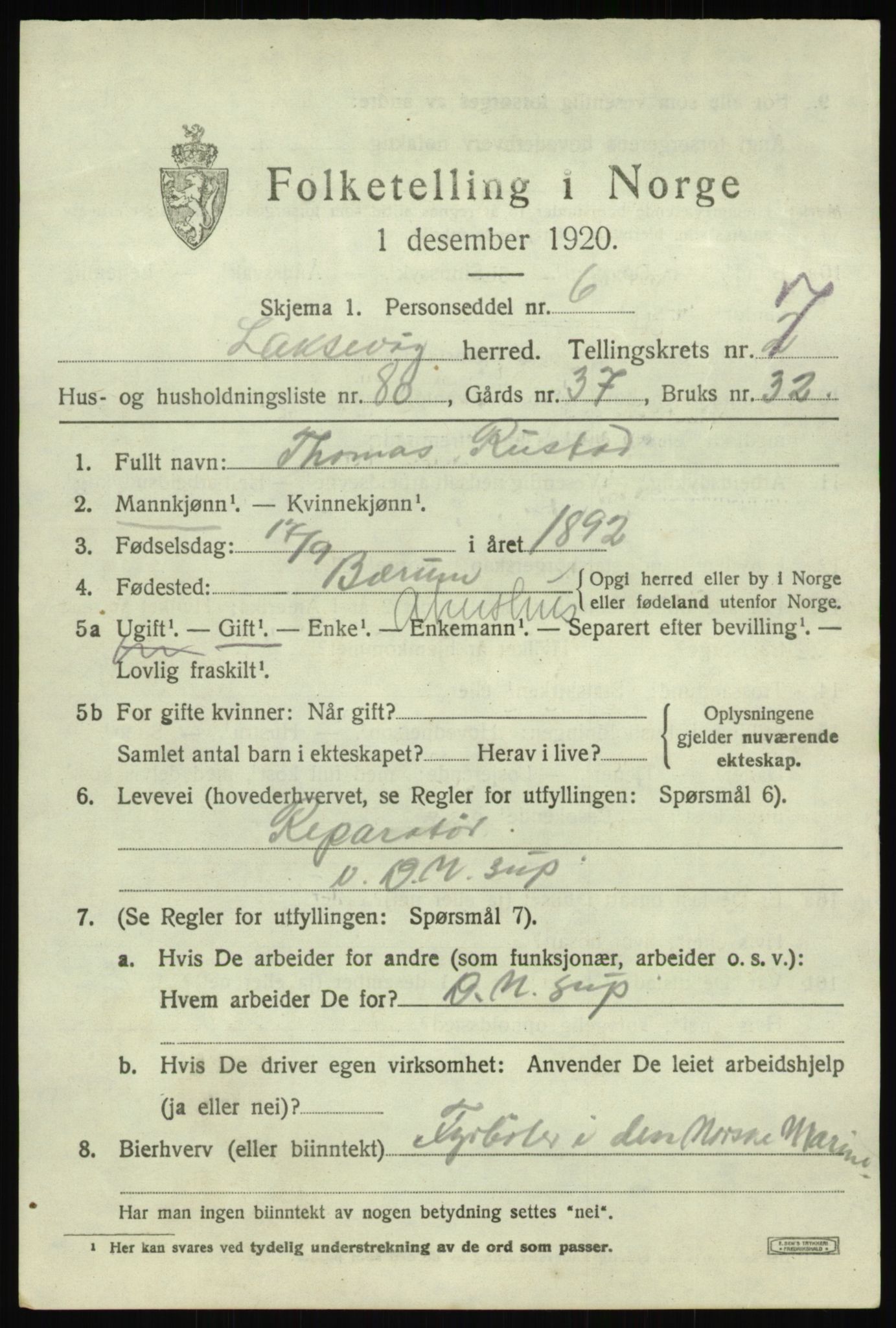 SAB, 1920 census for Laksevåg, 1920, p. 18684