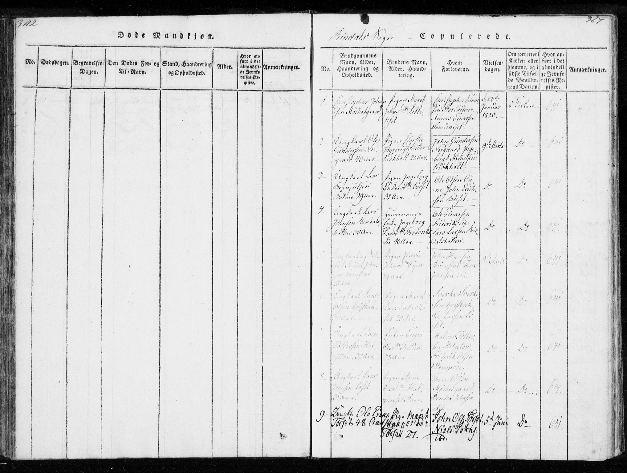 Ministerialprotokoller, klokkerbøker og fødselsregistre - Møre og Romsdal, AV/SAT-A-1454/595/L1041: Parish register (official) no. 595A03, 1819-1829, p. 366-367