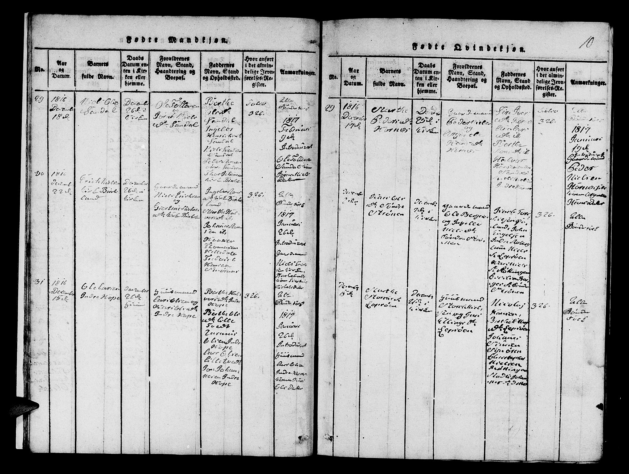 Fana Sokneprestembete, SAB/A-75101/H/Hab/Haba/L0001: Parish register (copy) no. A 1, 1816-1836, p. 10