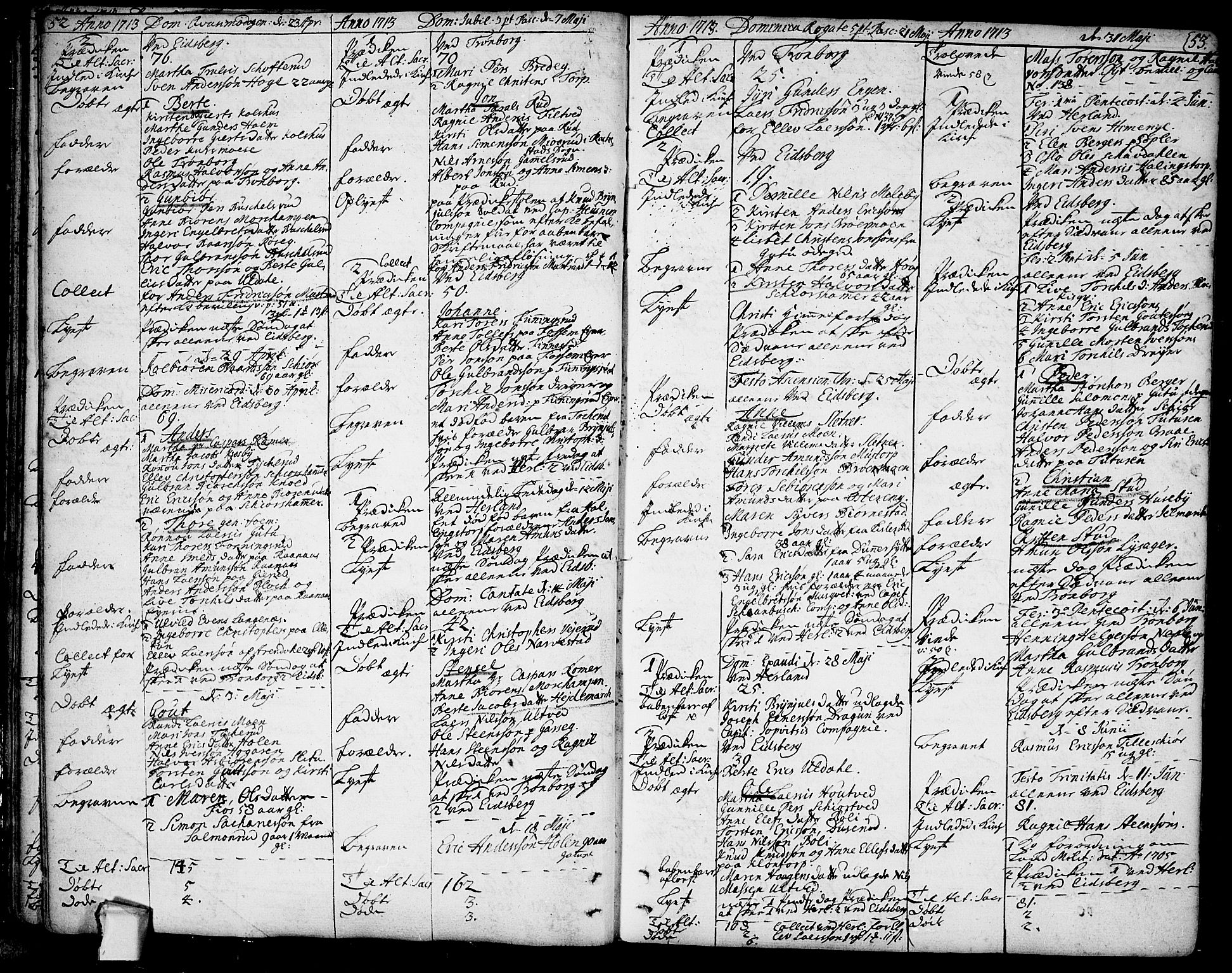 Eidsberg prestekontor Kirkebøker, AV/SAO-A-10905/F/Fa/L0001: Parish register (official) no. I 1, 1710-1730, p. 52-53