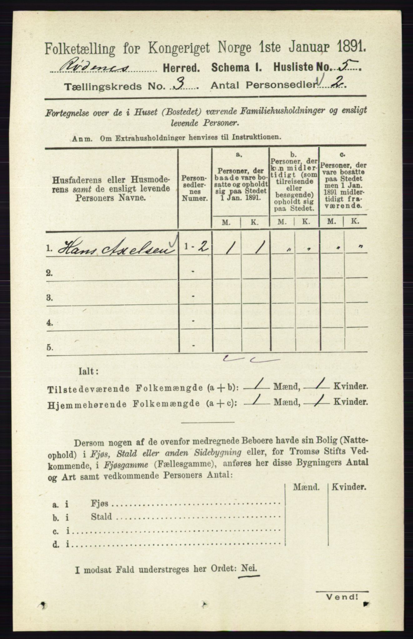 RA, 1891 census for 0120 Rødenes, 1891, p. 1131