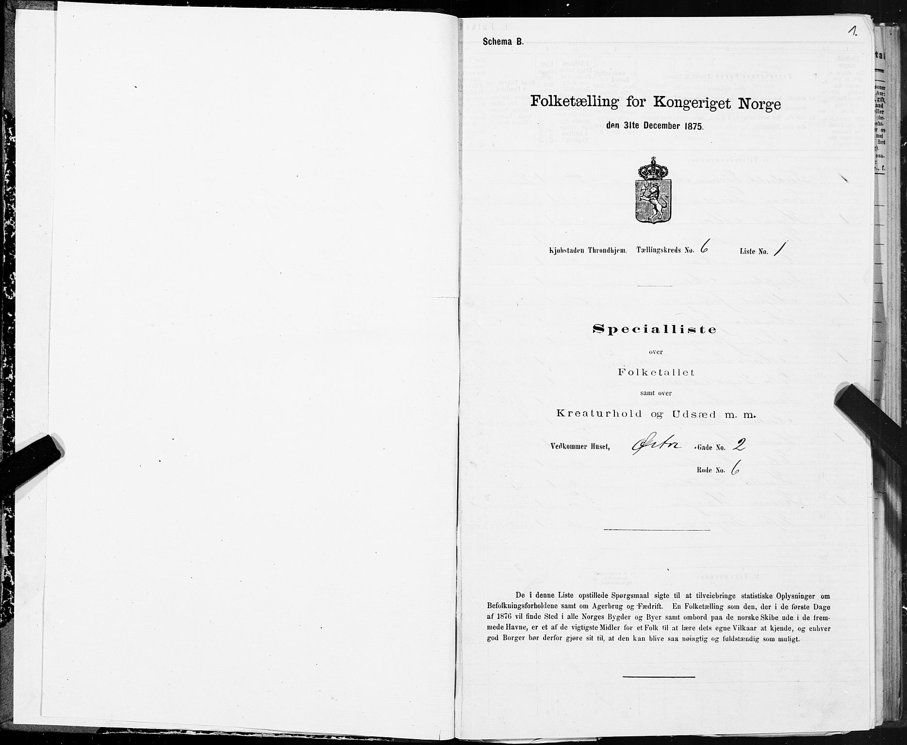 SAT, 1875 census for 1601 Trondheim, 1875, p. 4001