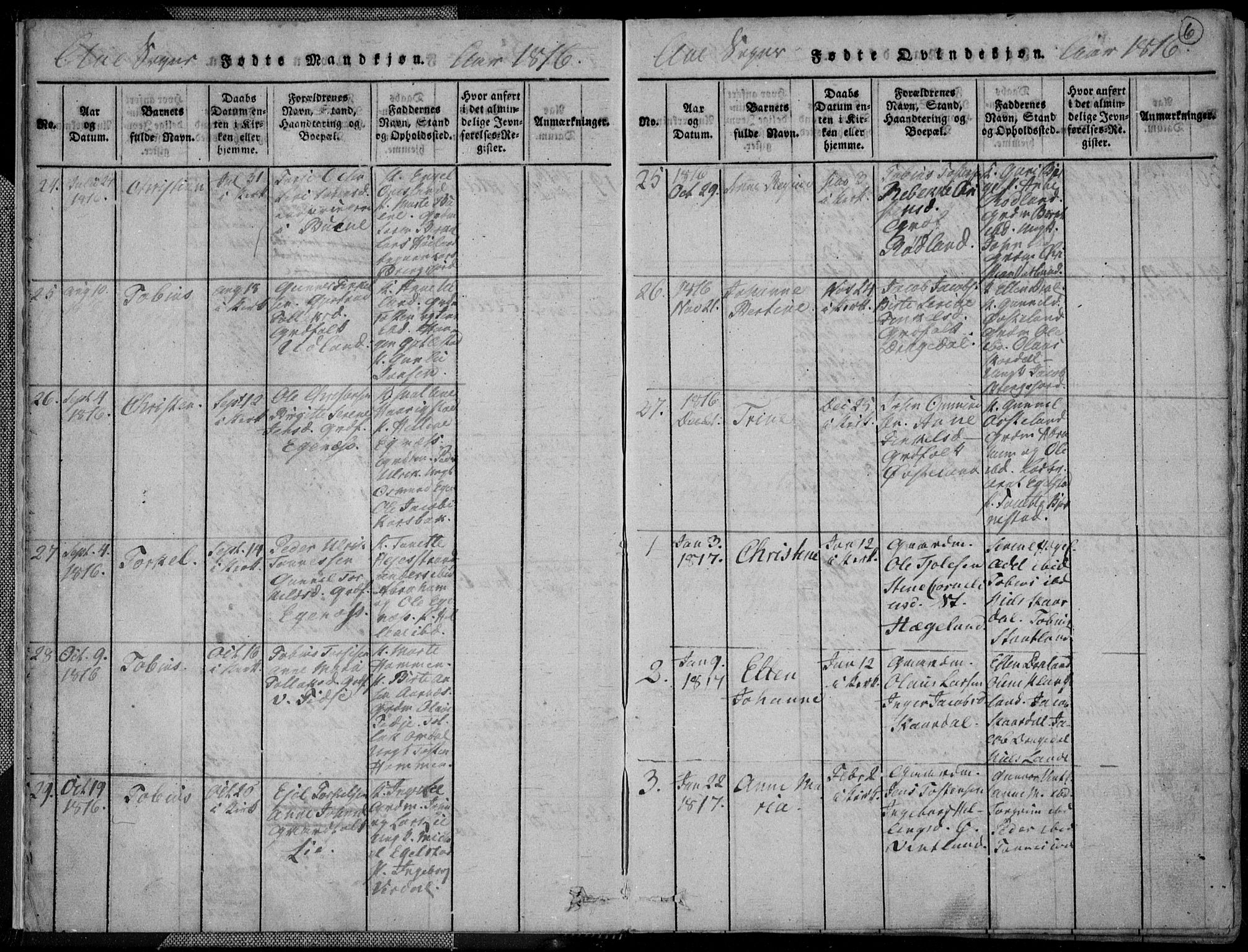 Lyngdal sokneprestkontor, AV/SAK-1111-0029/F/Fa/Fac/L0006: Parish register (official) no. A 6, 1815-1825, p. 6