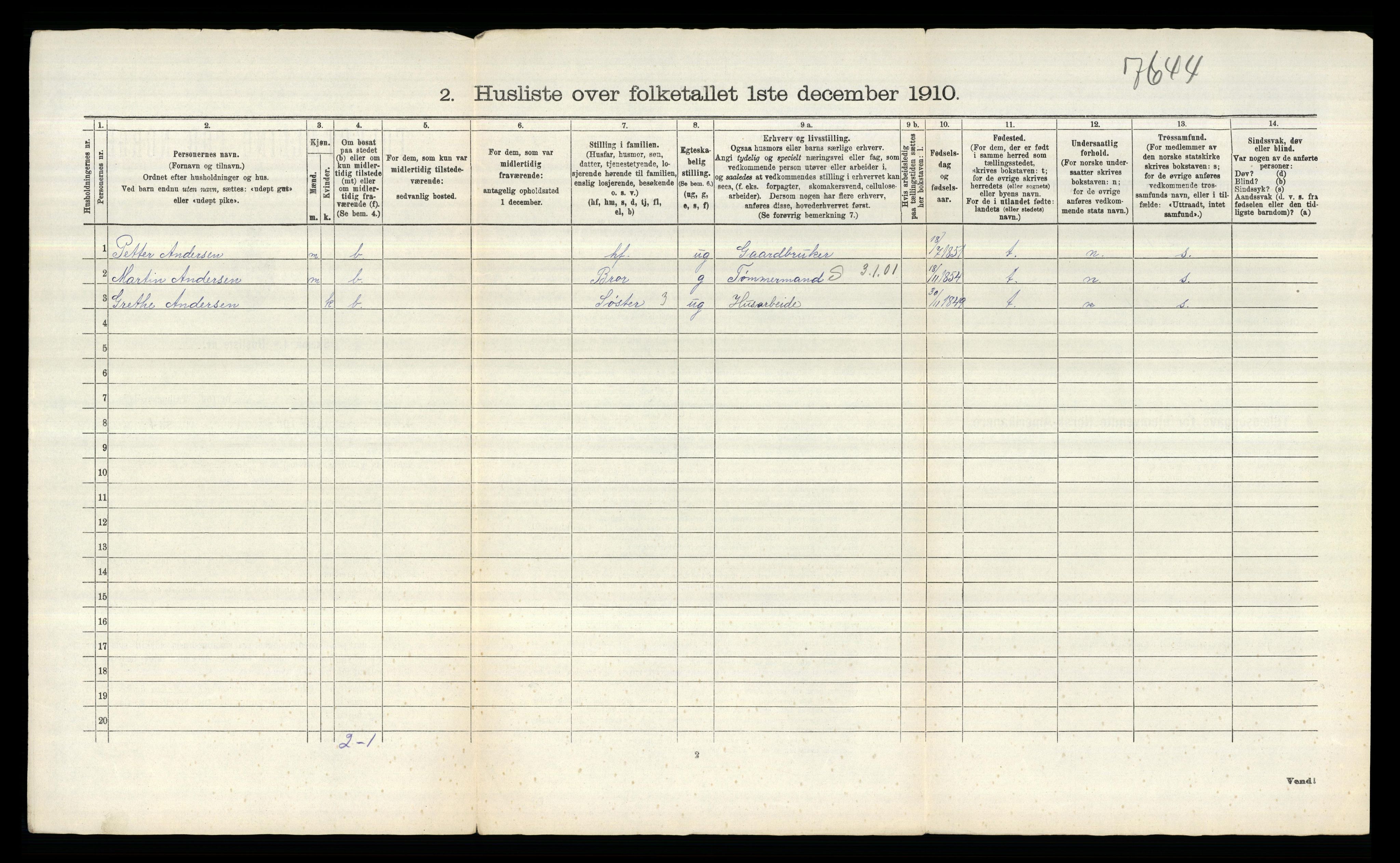 RA, 1910 census for Tune, 1910, p. 2371