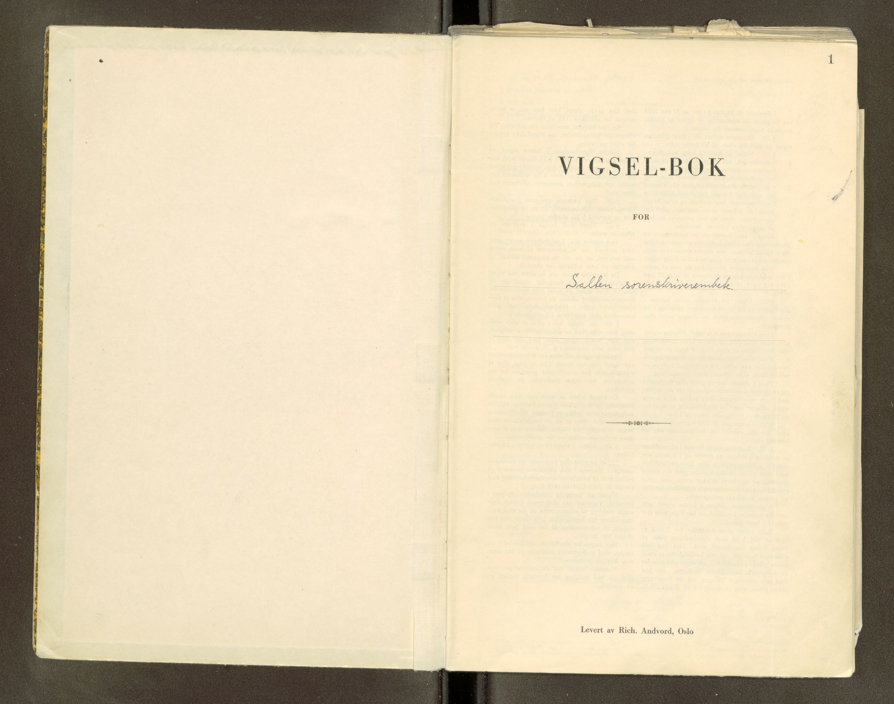 Salten sorenskriveri, SAT/A-4578/1/6/6D/L0006: Vigselsbok, 1945-1948, p. 1