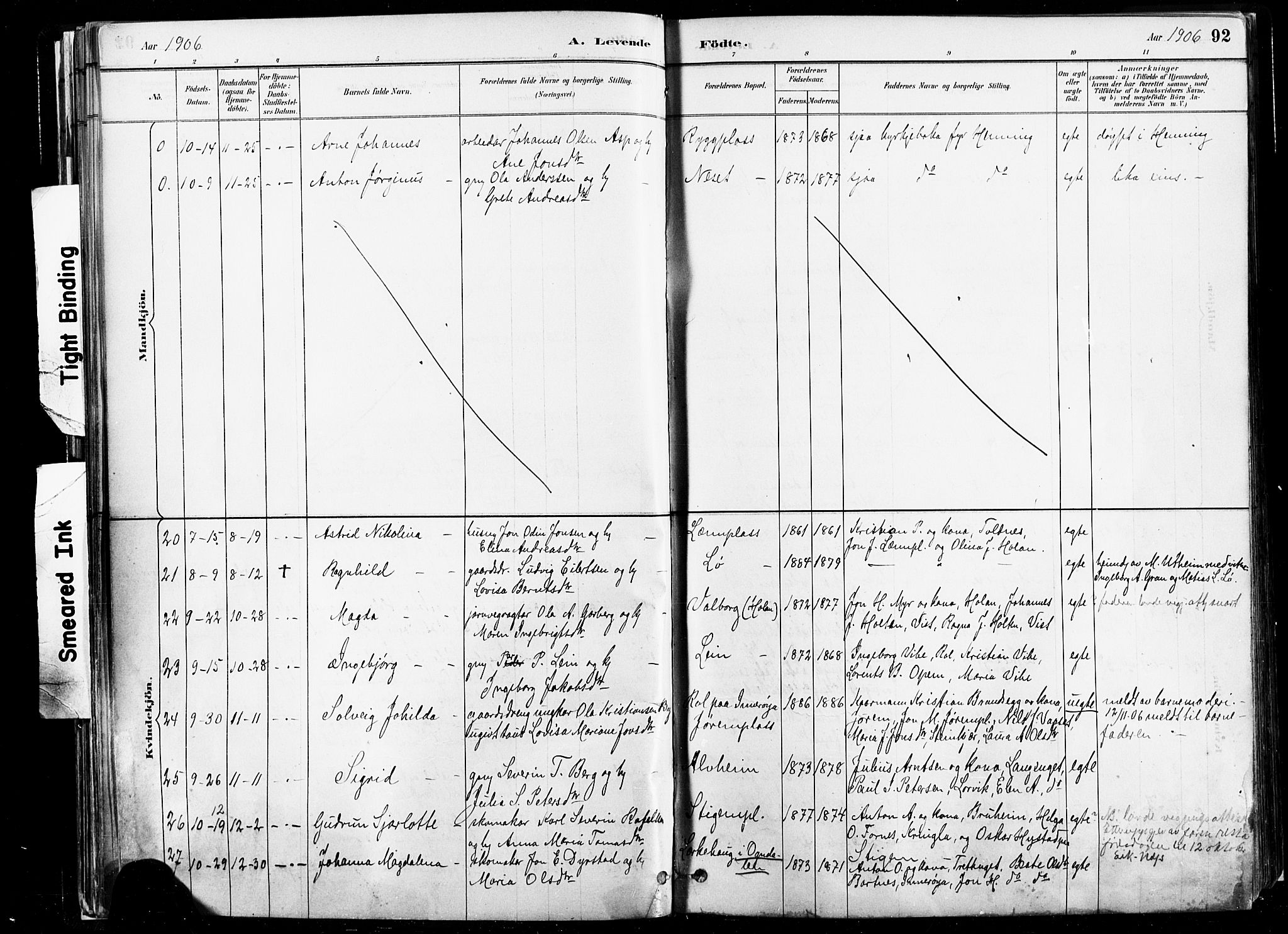 Ministerialprotokoller, klokkerbøker og fødselsregistre - Nord-Trøndelag, SAT/A-1458/735/L0351: Parish register (official) no. 735A10, 1884-1908, p. 92