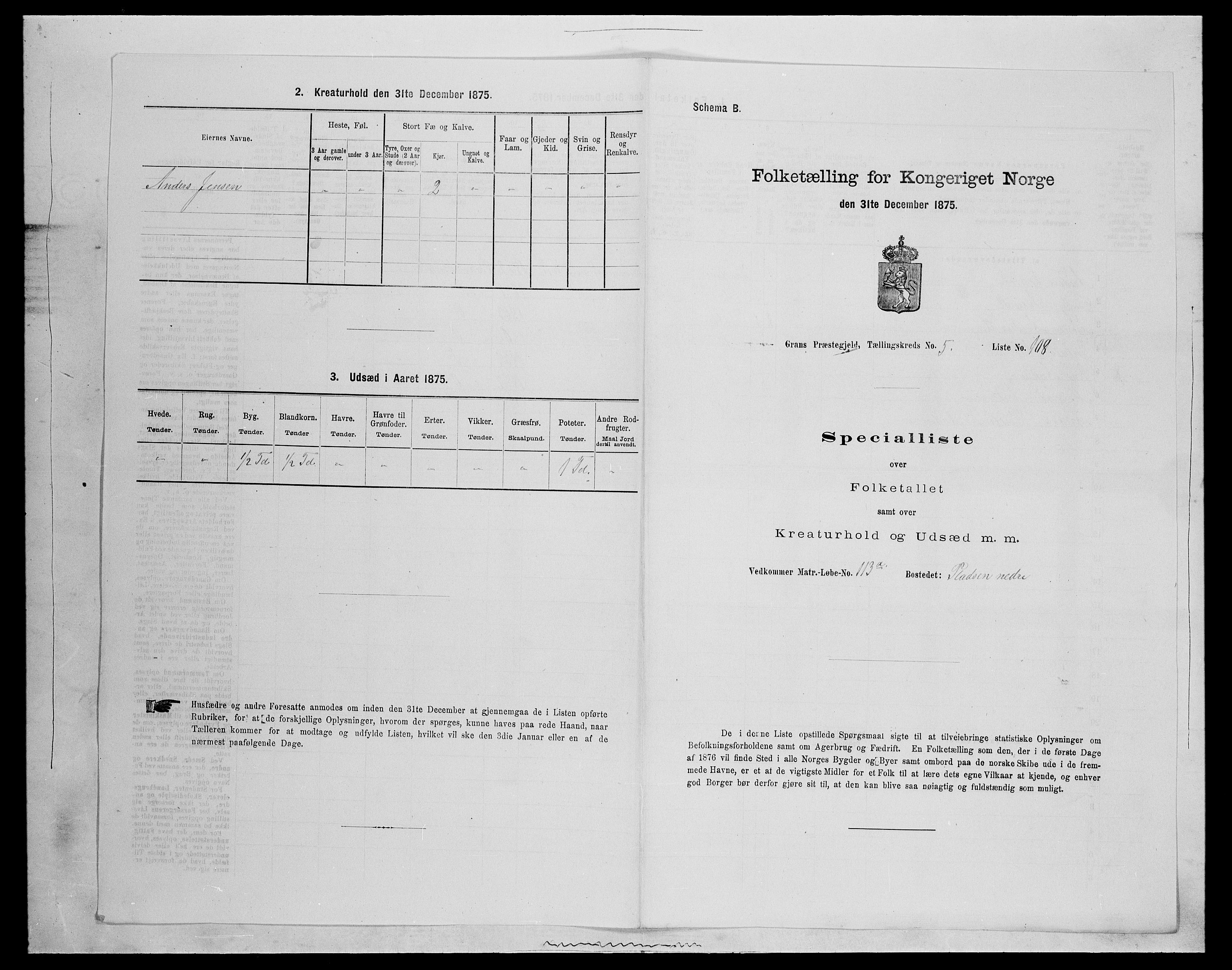 SAH, 1875 census for 0534P Gran, 1875, p. 980