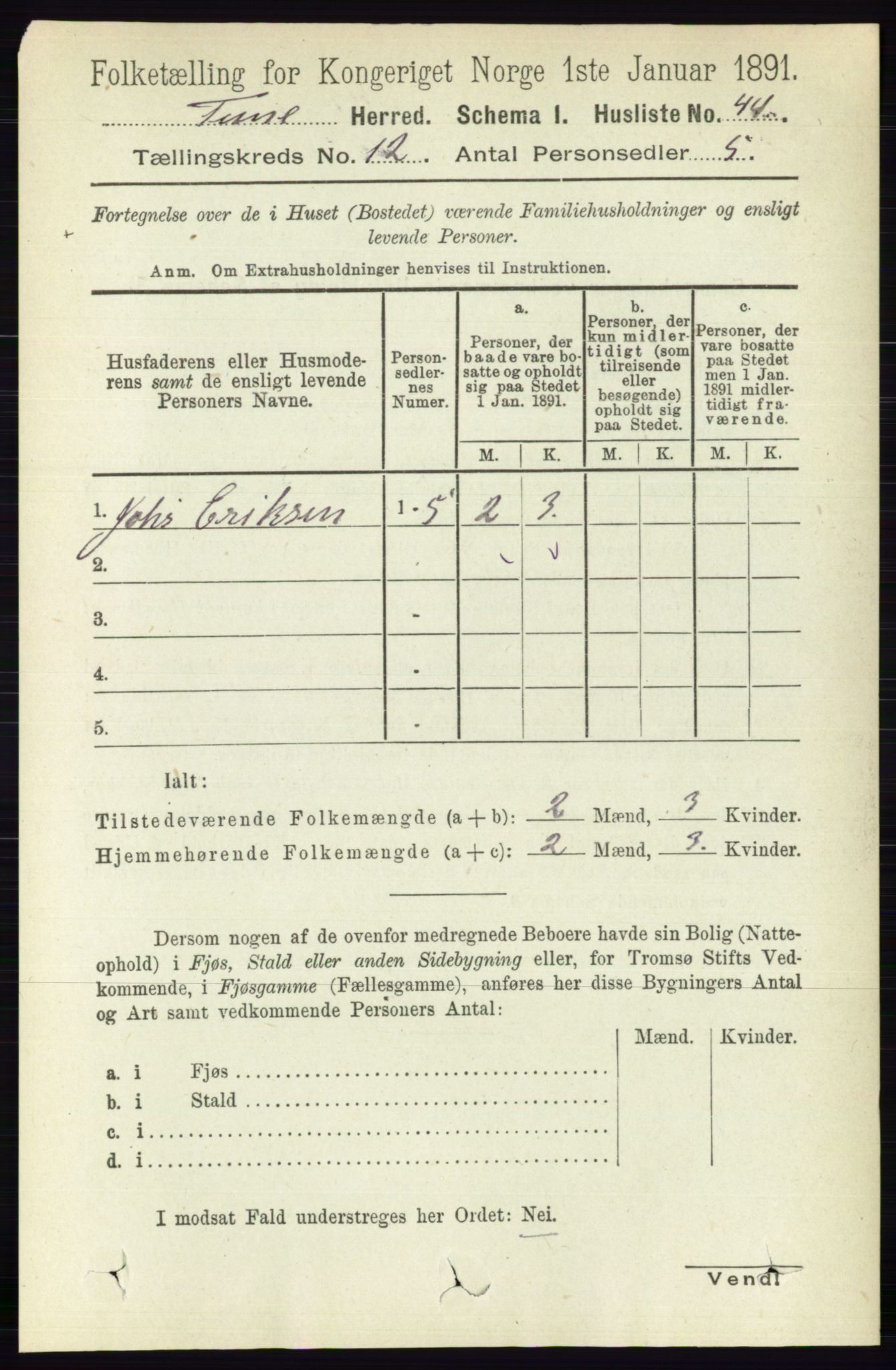 RA, 1891 census for 0130 Tune, 1891, p. 7205