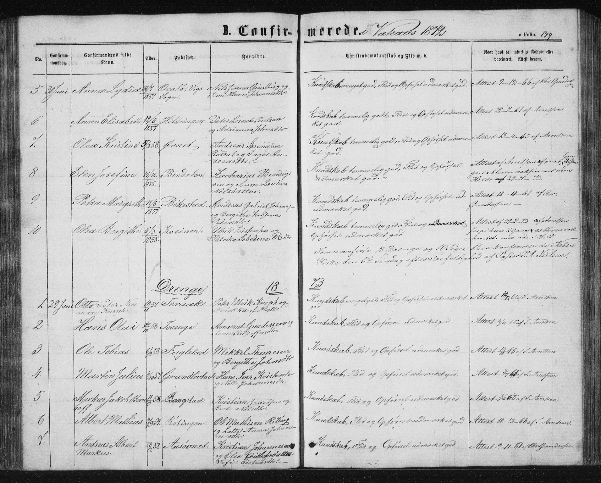 Ministerialprotokoller, klokkerbøker og fødselsregistre - Nordland, AV/SAT-A-1459/810/L0158: Parish register (copy) no. 810C02 /1, 1863-1883, p. 149