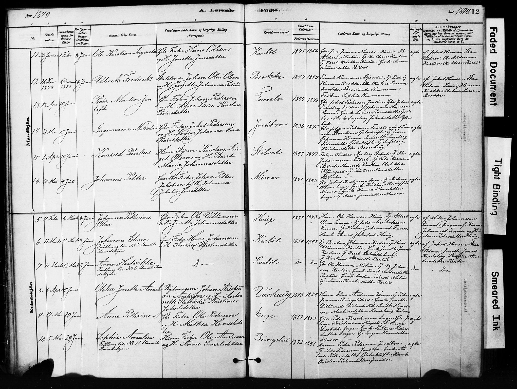 Ministerialprotokoller, klokkerbøker og fødselsregistre - Nordland, AV/SAT-A-1459/852/L0754: Parish register (copy) no. 852C05, 1878-1894, p. 12