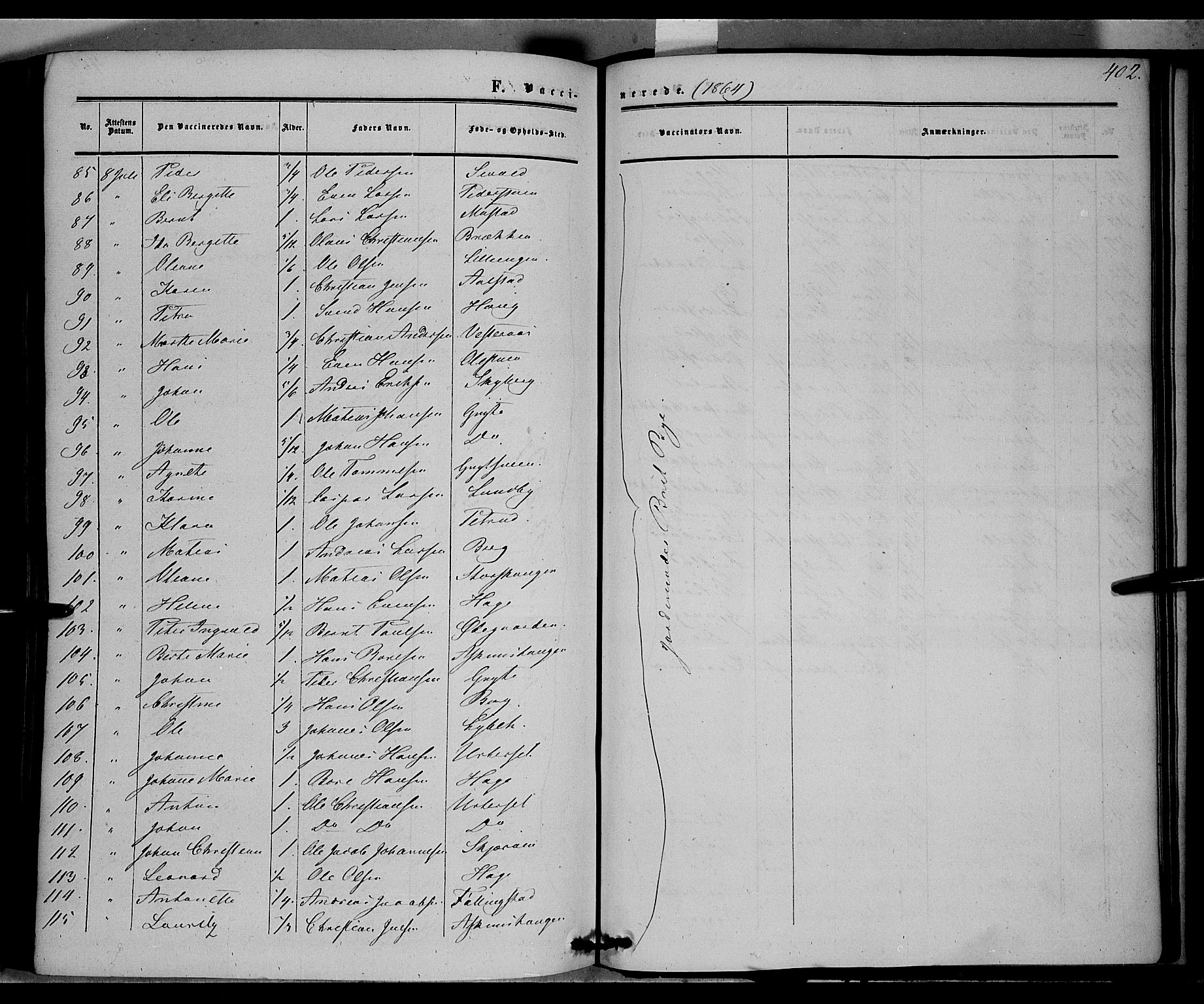 Vardal prestekontor, AV/SAH-PREST-100/H/Ha/Haa/L0006: Parish register (official) no. 6, 1854-1866, p. 402