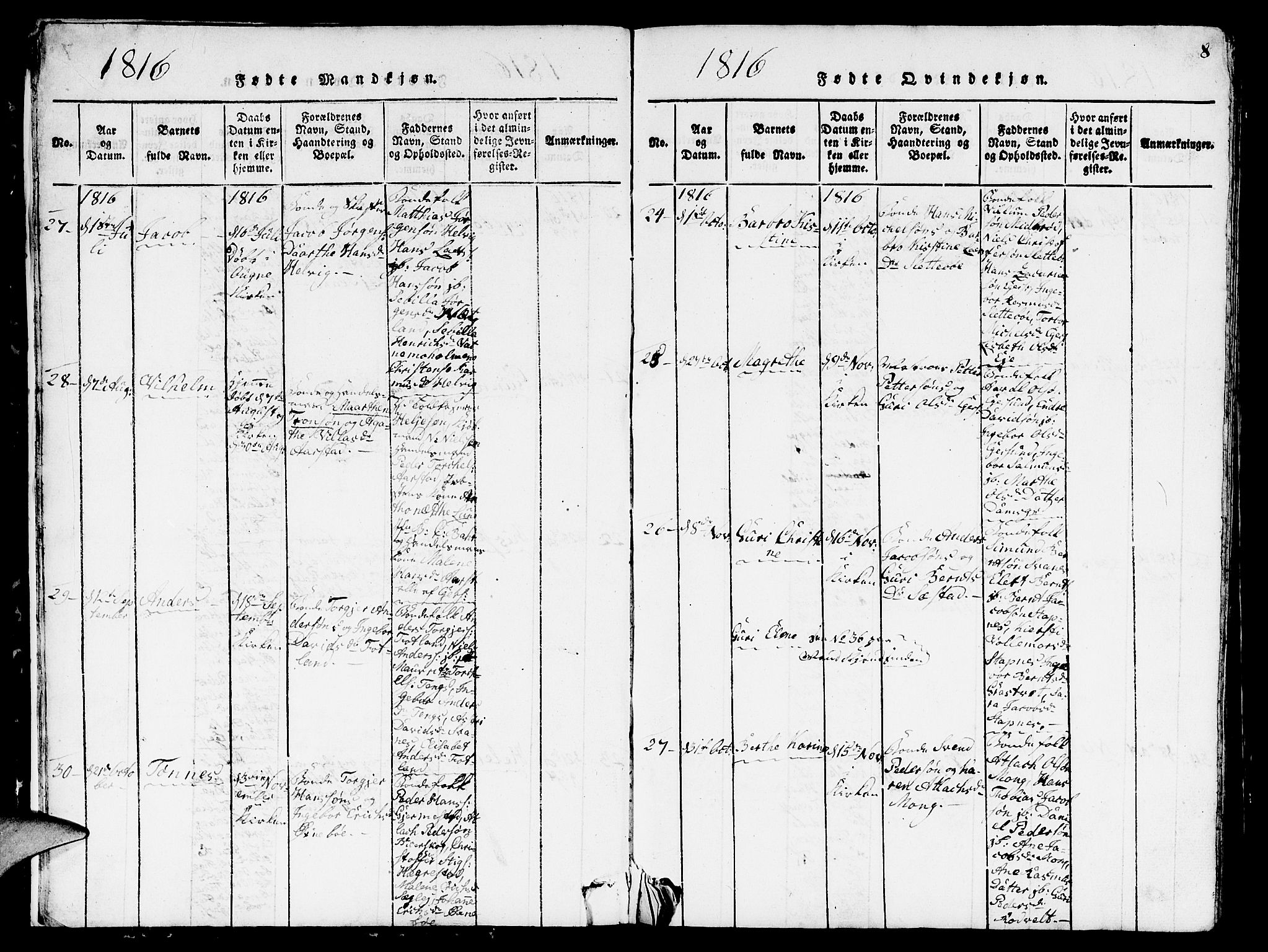 Eigersund sokneprestkontor, SAST/A-101807/S09/L0001: Parish register (copy) no. B 1, 1815-1827, p. 8