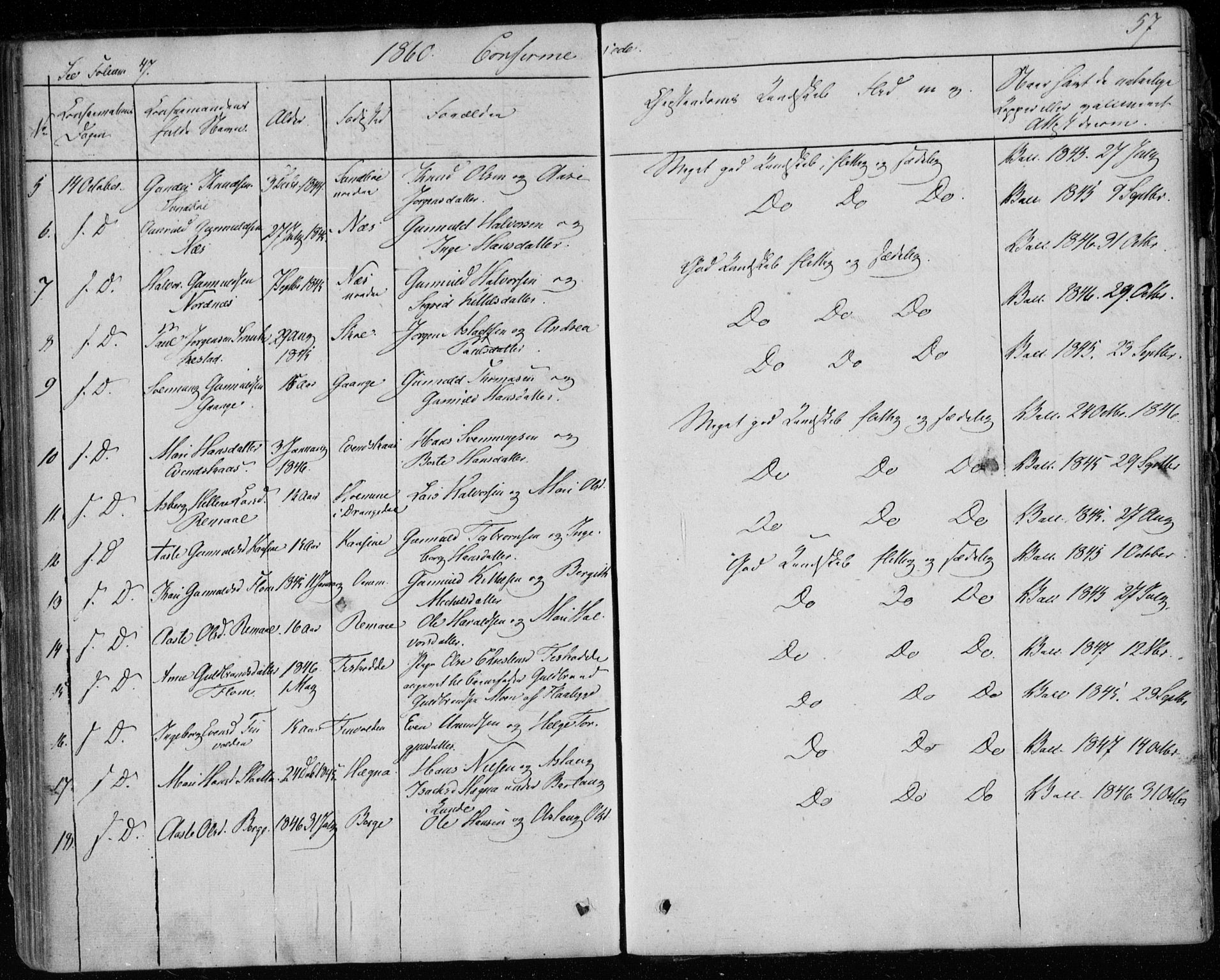 Lunde kirkebøker, AV/SAKO-A-282/F/Fb/L0001: Parish register (official) no. II 1, 1845-1861, p. 57