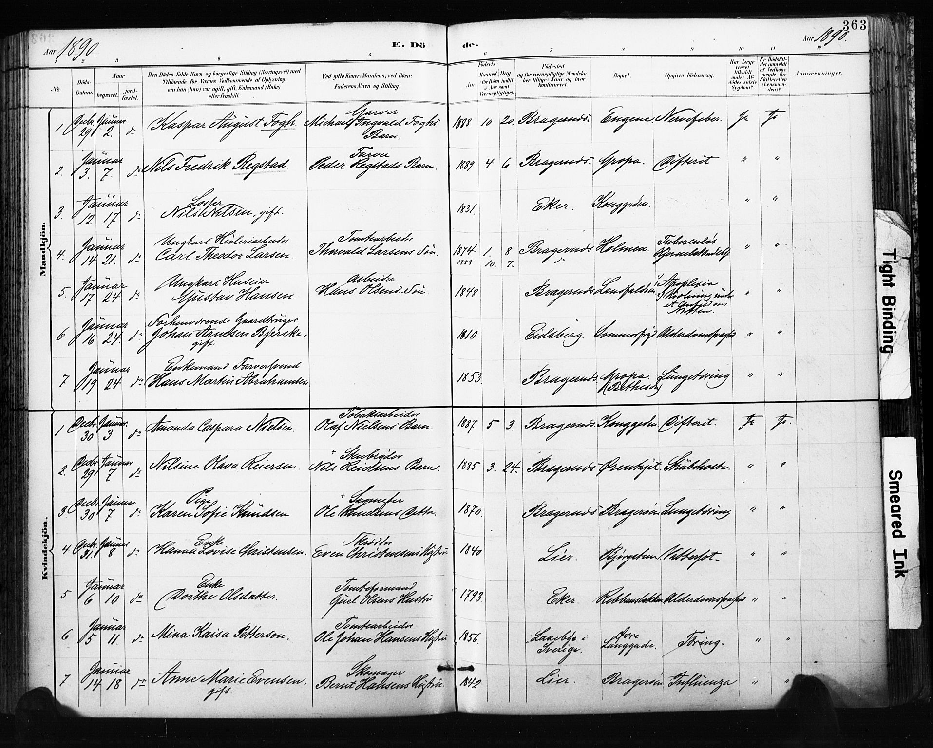 Bragernes kirkebøker, AV/SAKO-A-6/F/Fb/L0007: Parish register (official) no. II 7, 1885-1893, p. 363