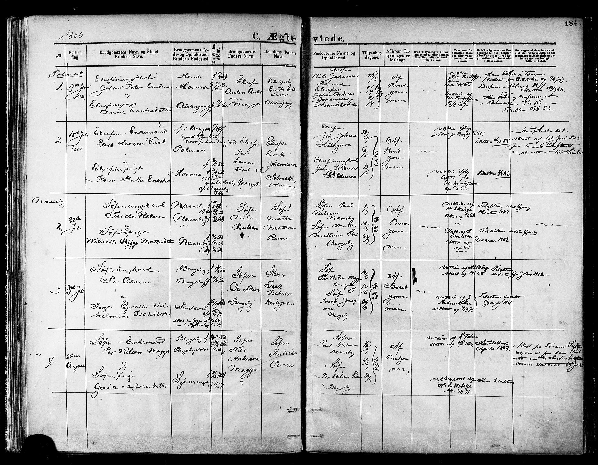 Nesseby sokneprestkontor, AV/SATØ-S-1330/H/Ha/L0004kirke: Parish register (official) no. 4, 1877-1884, p. 184