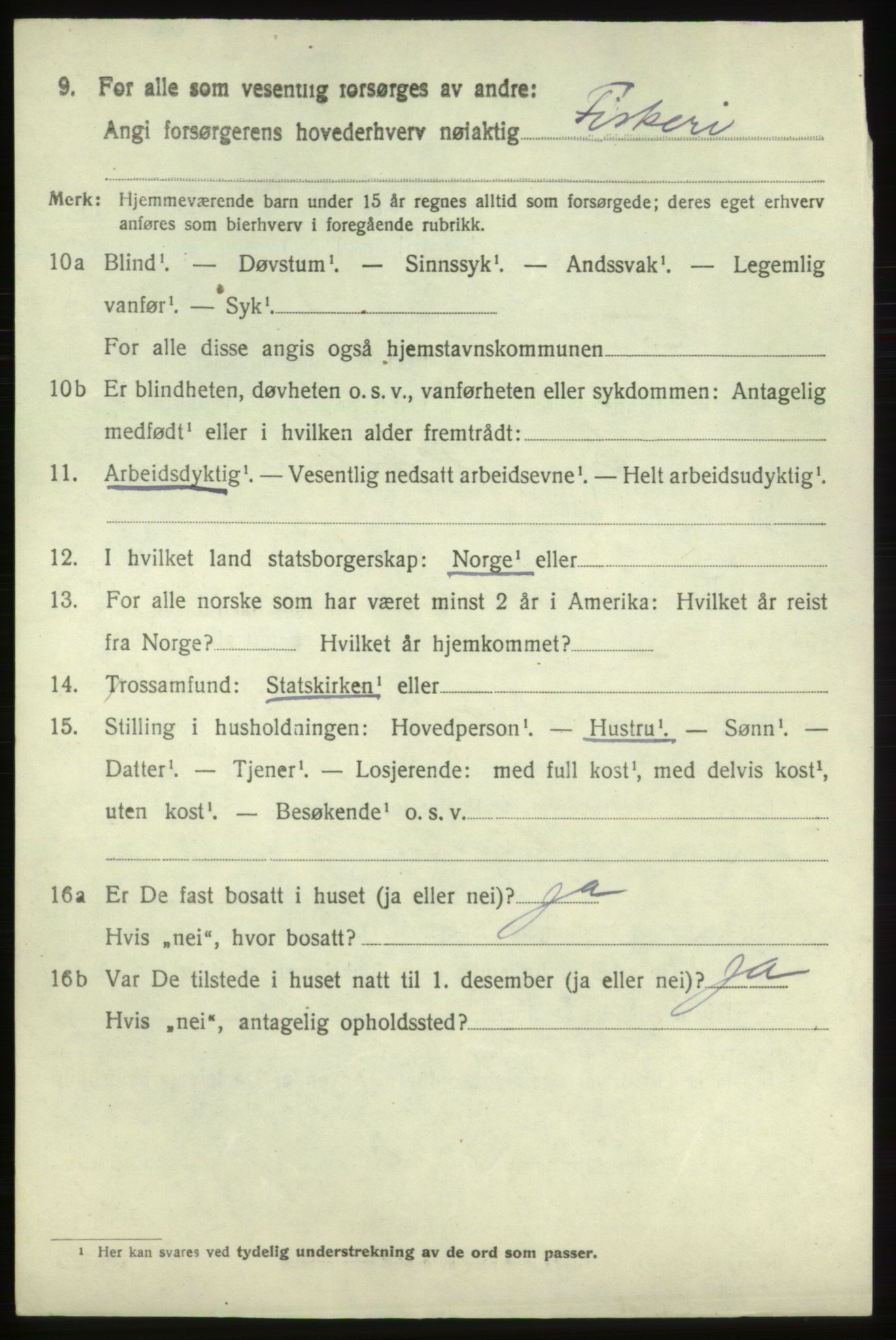 SAB, 1920 census for Fjelberg, 1920, p. 2416