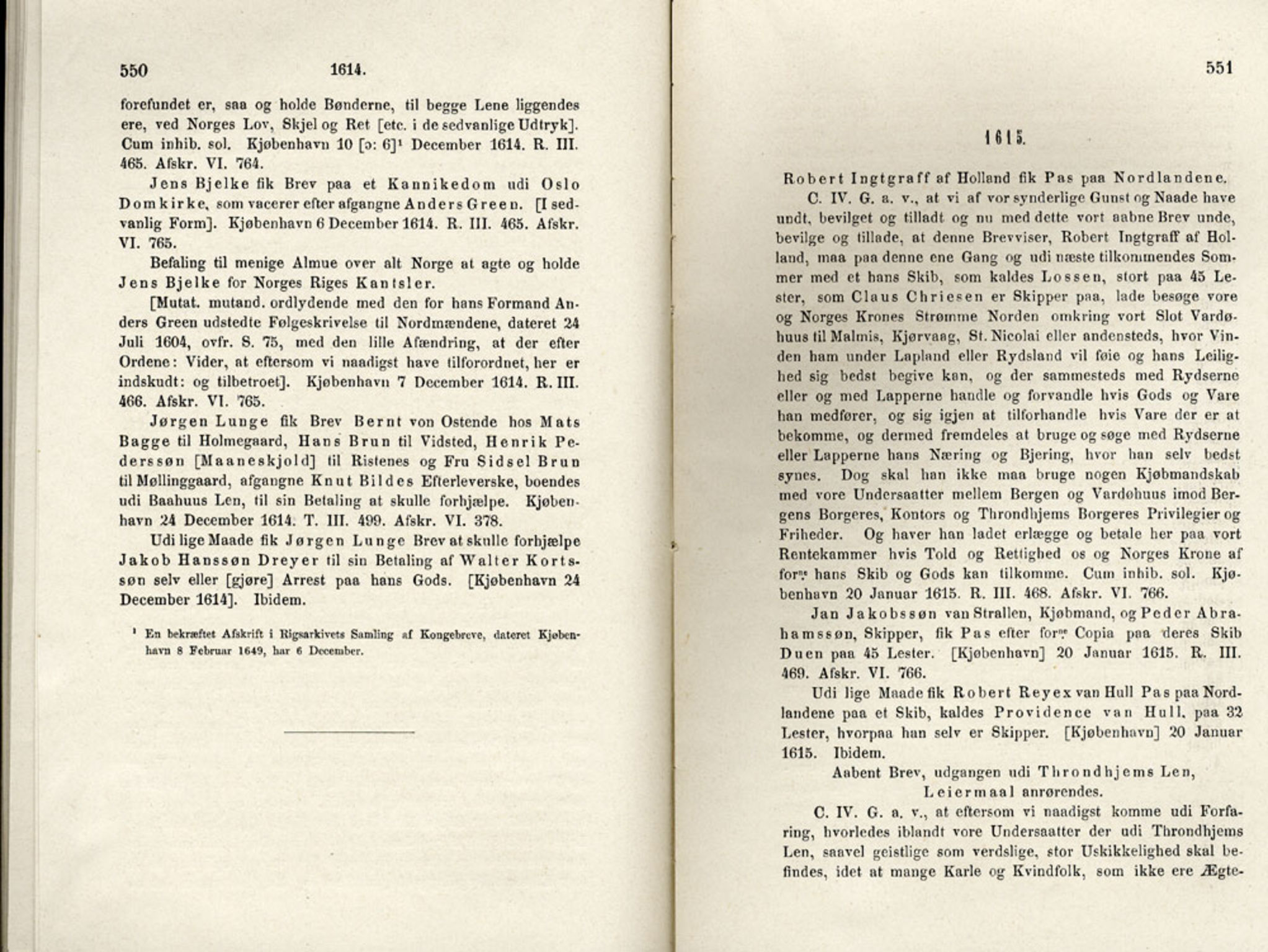 Publikasjoner utgitt av Det Norske Historiske Kildeskriftfond, PUBL/-/-/-: Norske Rigs-Registranter, bind 4, 1603-1618, p. 550-551