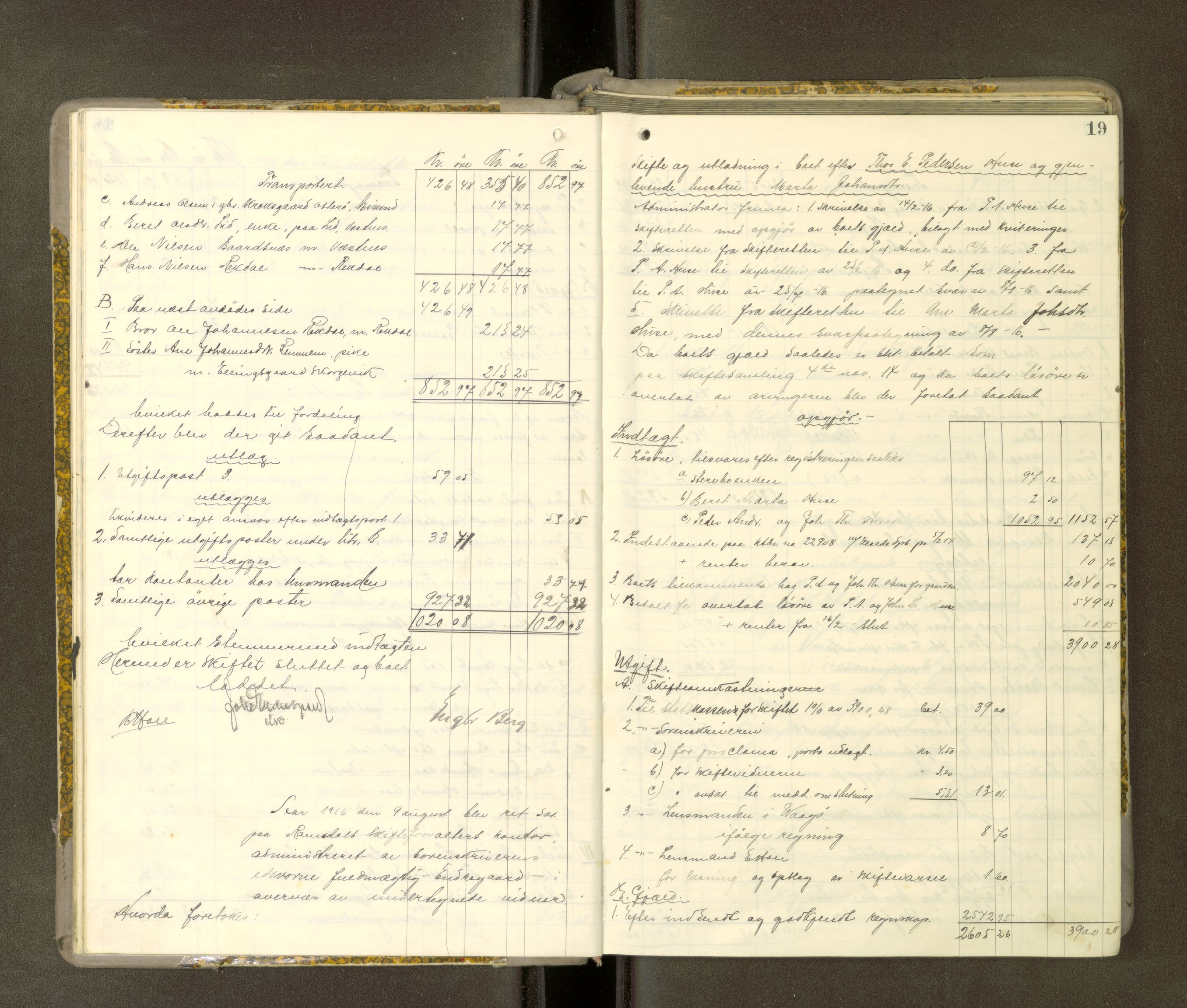 Romsdal sorenskriveri, AV/SAT-A-4149/1/3/3A/L0021: Skifteutlodnings Protokoll 7, 1916-1920, p. 18b-19a