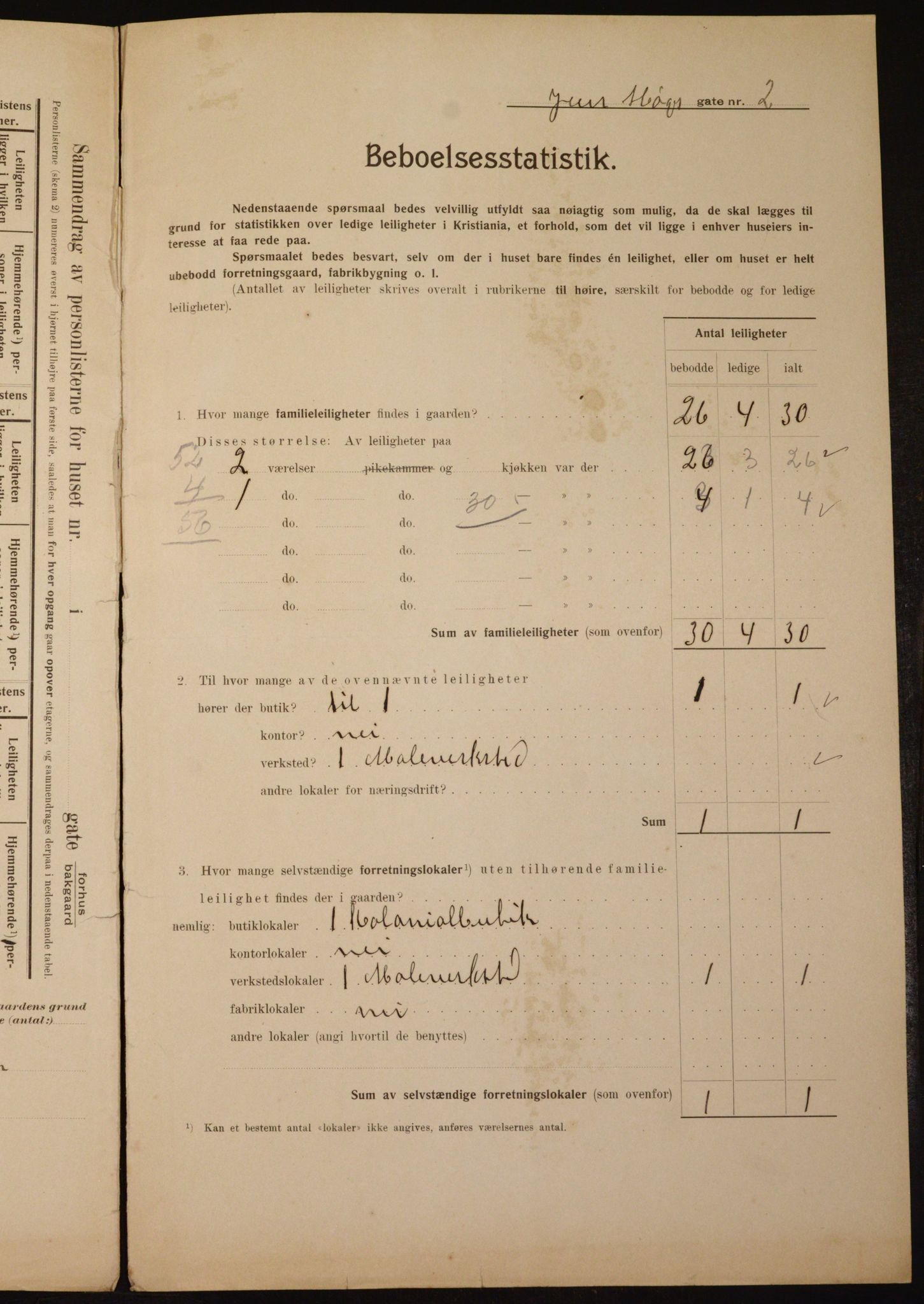 OBA, Municipal Census 1910 for Kristiania, 1910, p. 46243