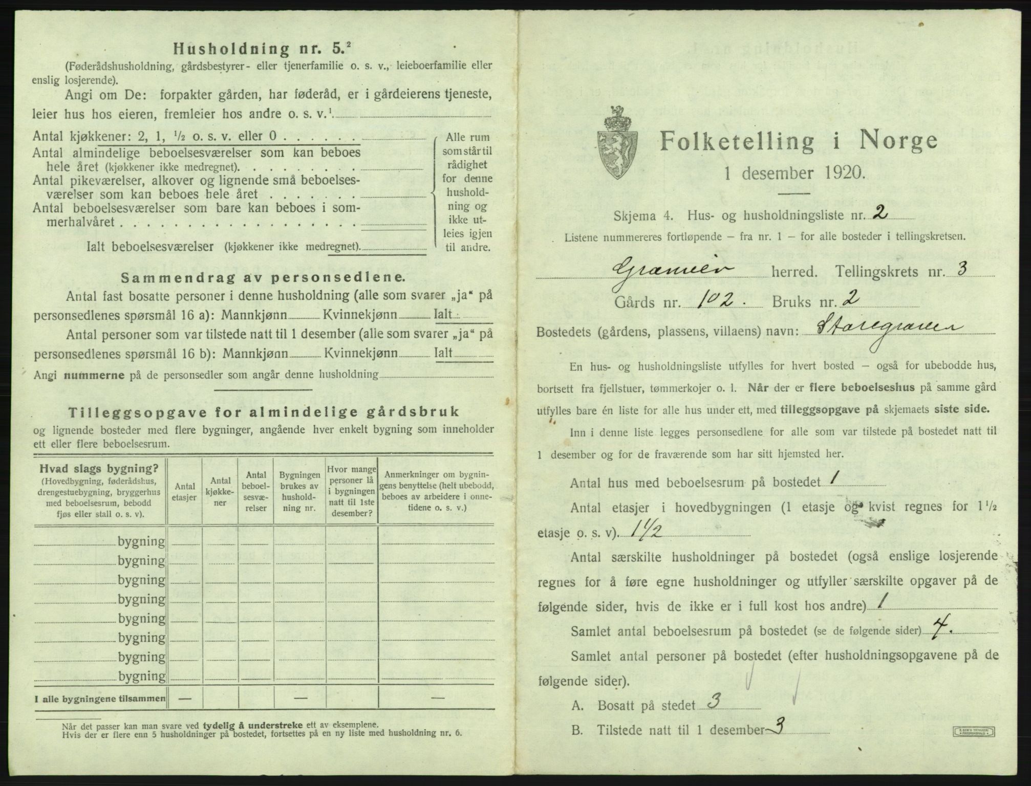 SAB, 1920 census for Granvin, 1920, p. 162