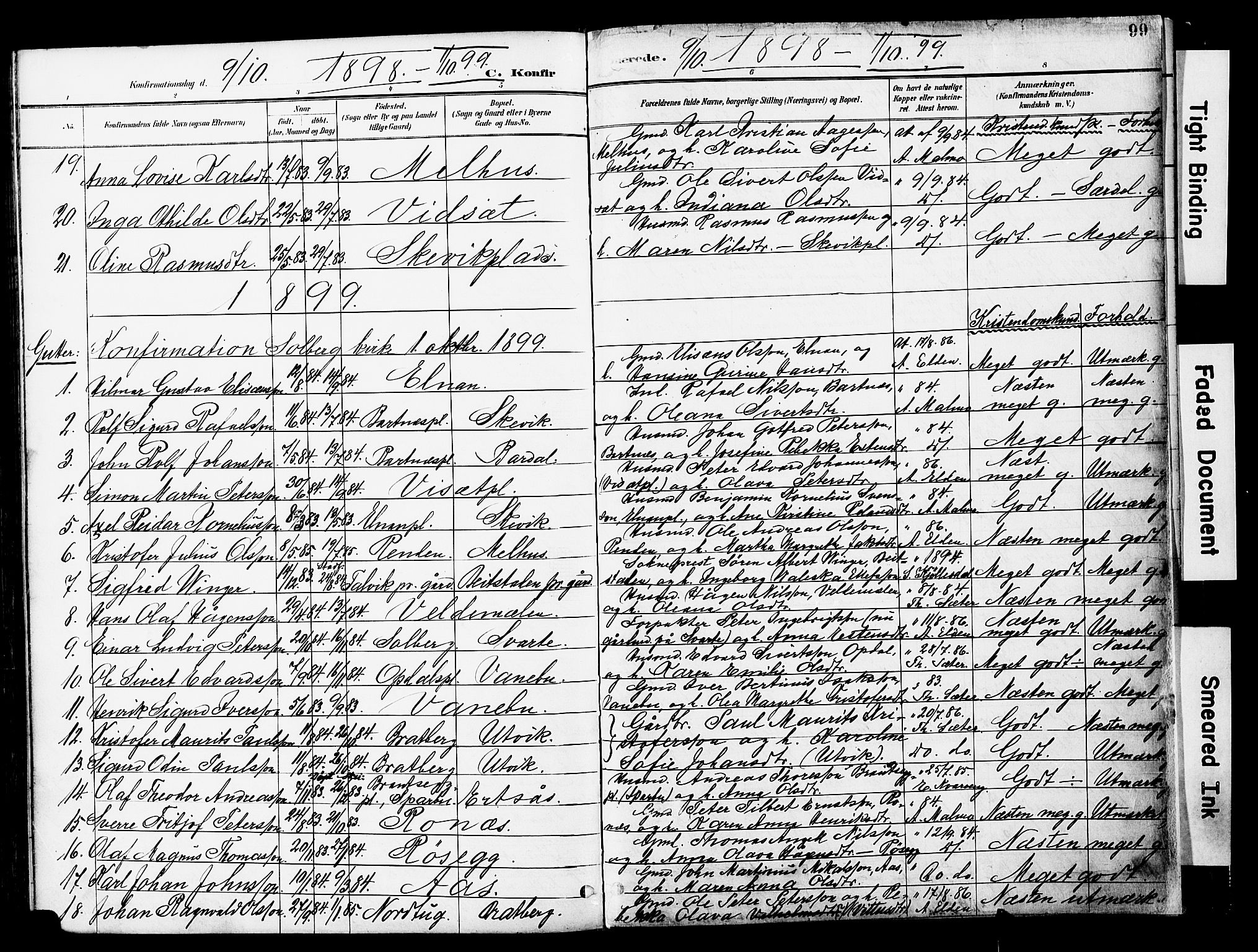 Ministerialprotokoller, klokkerbøker og fødselsregistre - Nord-Trøndelag, SAT/A-1458/741/L0396: Parish register (official) no. 741A10, 1889-1901, p. 99