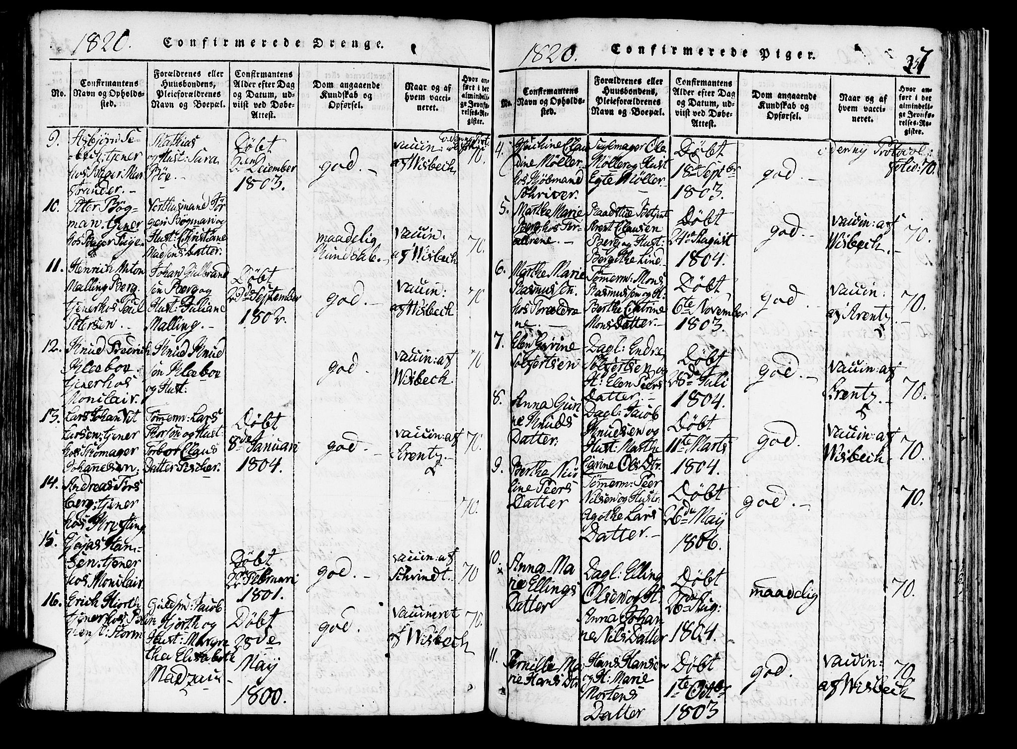 Domkirken sokneprestembete, AV/SAB-A-74801/H/Haa/L0010: Parish register (official) no. A 10, 1816-1821, p. 257