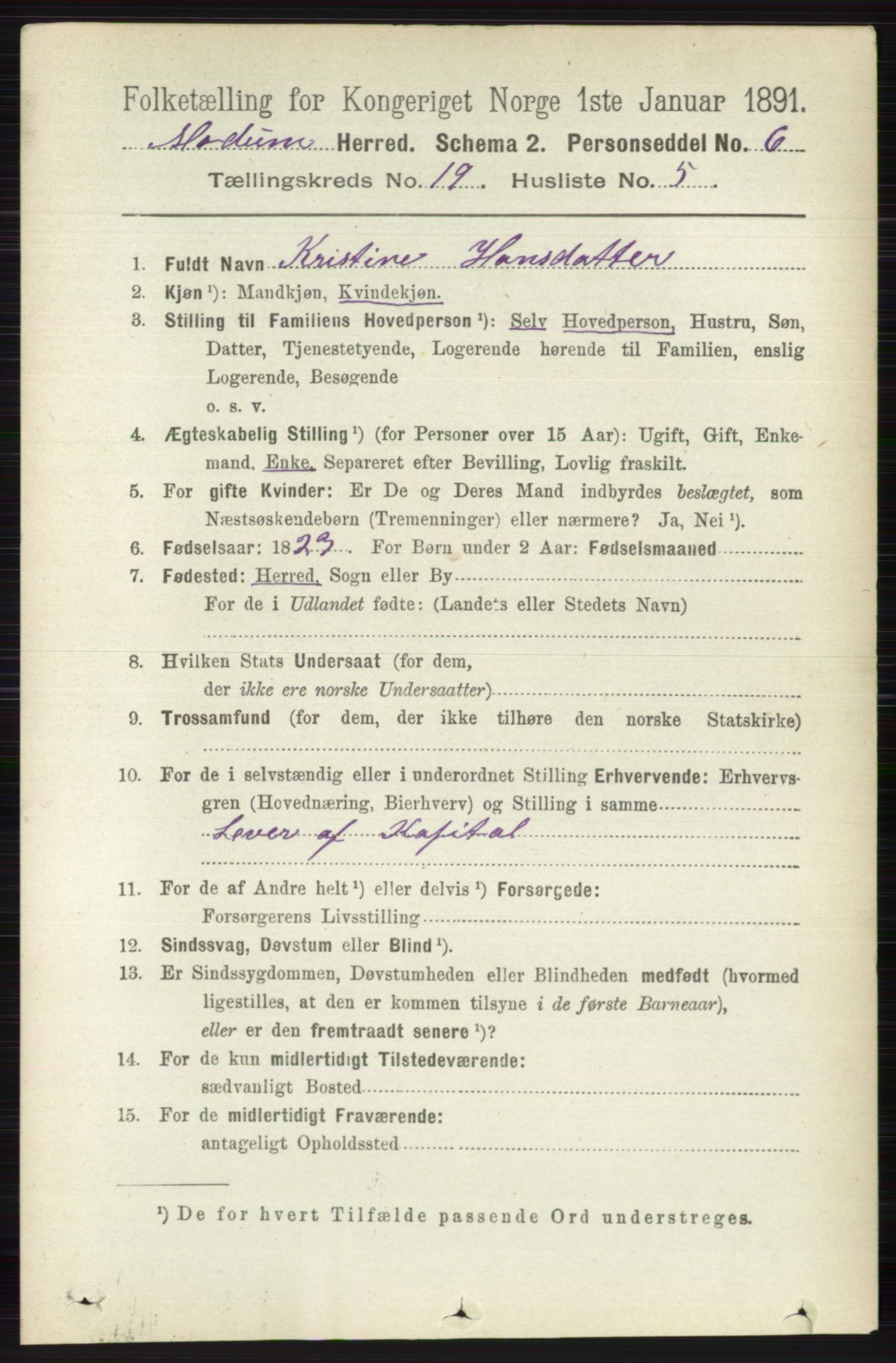 RA, 1891 census for 0623 Modum, 1891, p. 7637