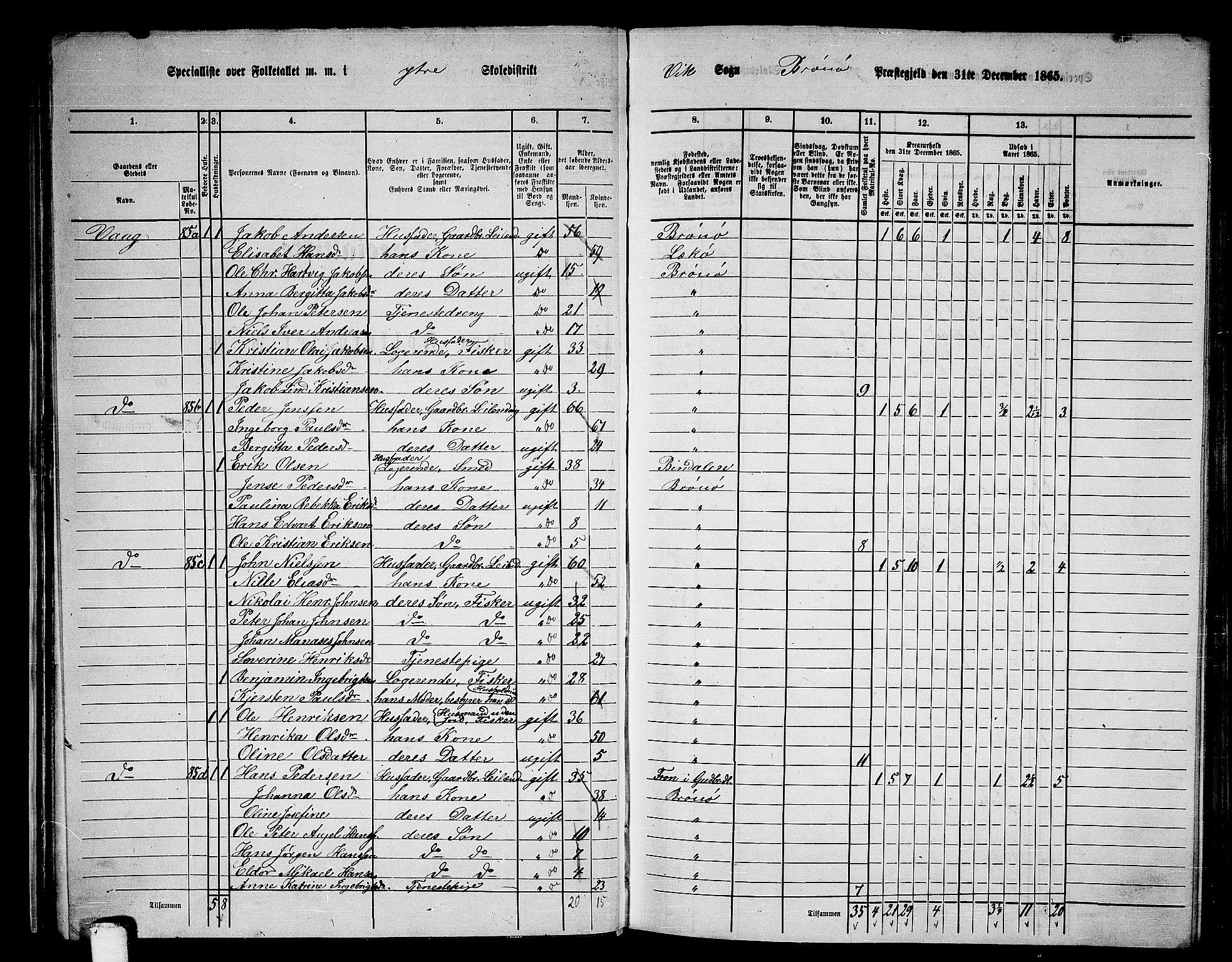 RA, 1865 census for Brønnøy, 1865, p. 34