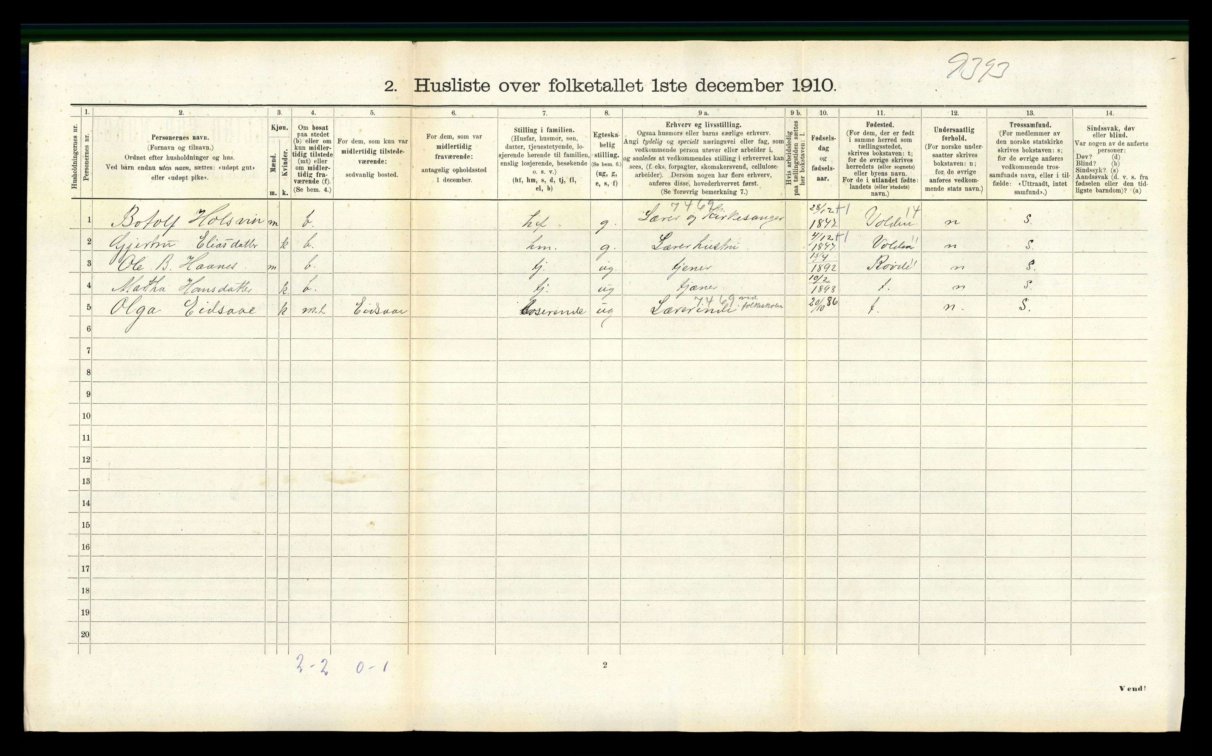 RA, 1910 census for Vanylven, 1910, p. 964