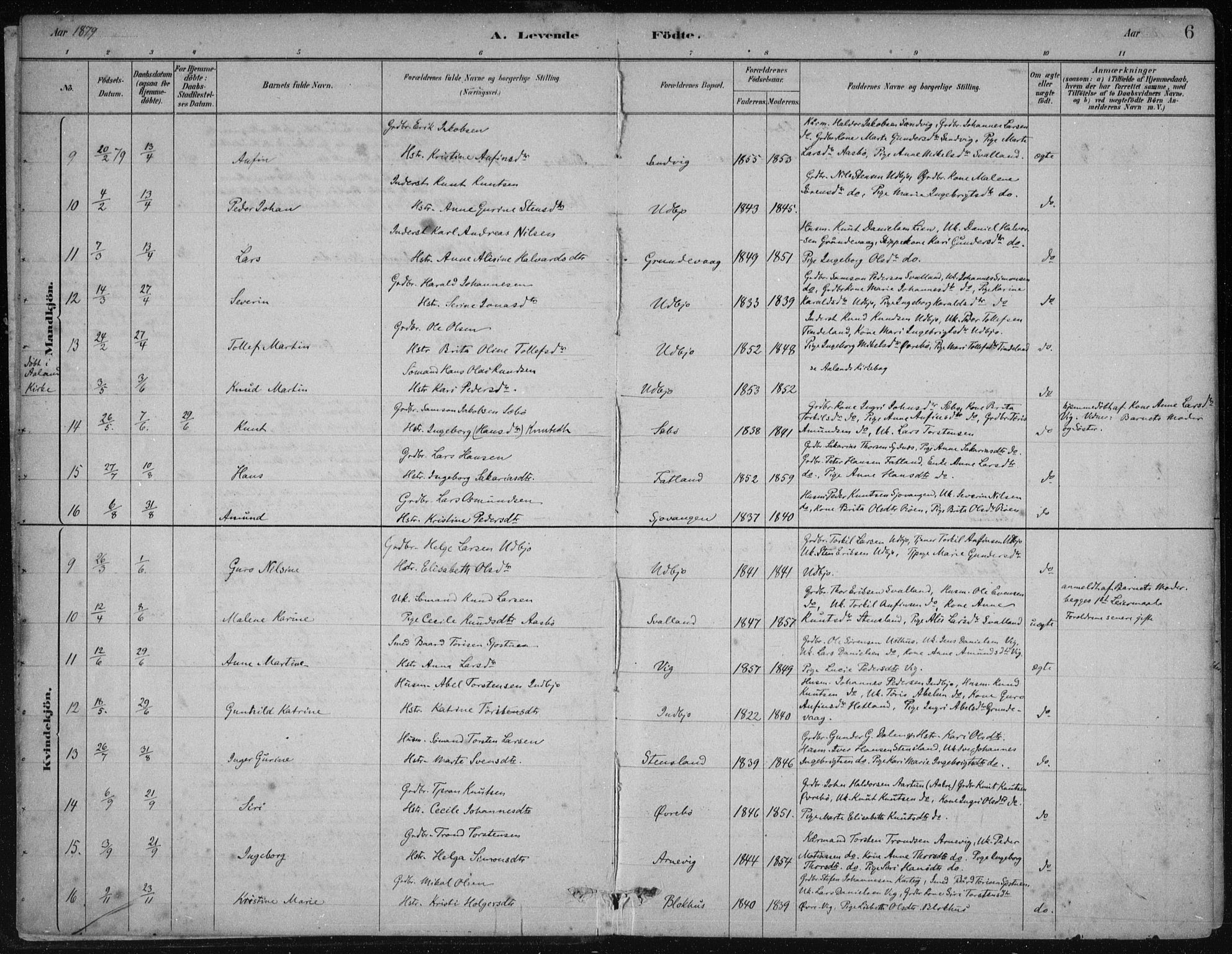 Fjelberg sokneprestembete, AV/SAB-A-75201/H/Haa: Parish register (official) no. B  1, 1879-1919, p. 6