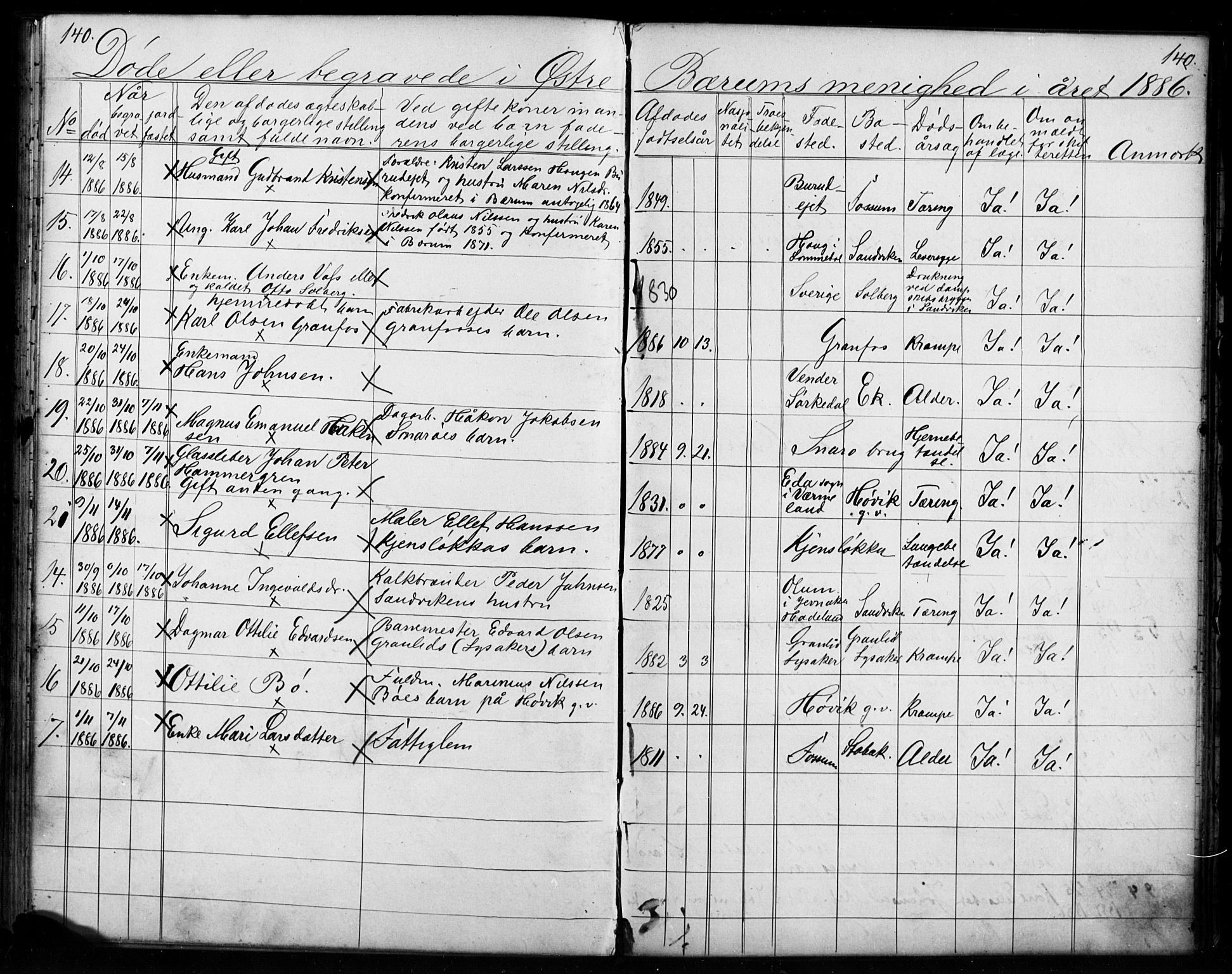 Asker prestekontor Kirkebøker, SAO/A-10256a/G/Gc/L0003: Parish register (copy) no. III 3, 1884-1897, p. 140