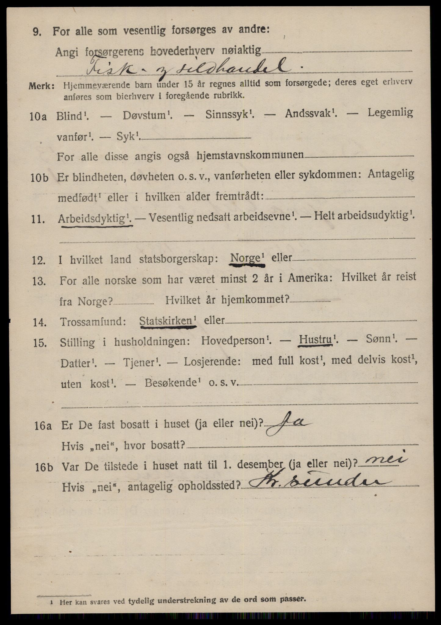 SAT, 1920 census for Bremsnes, 1920, p. 10070