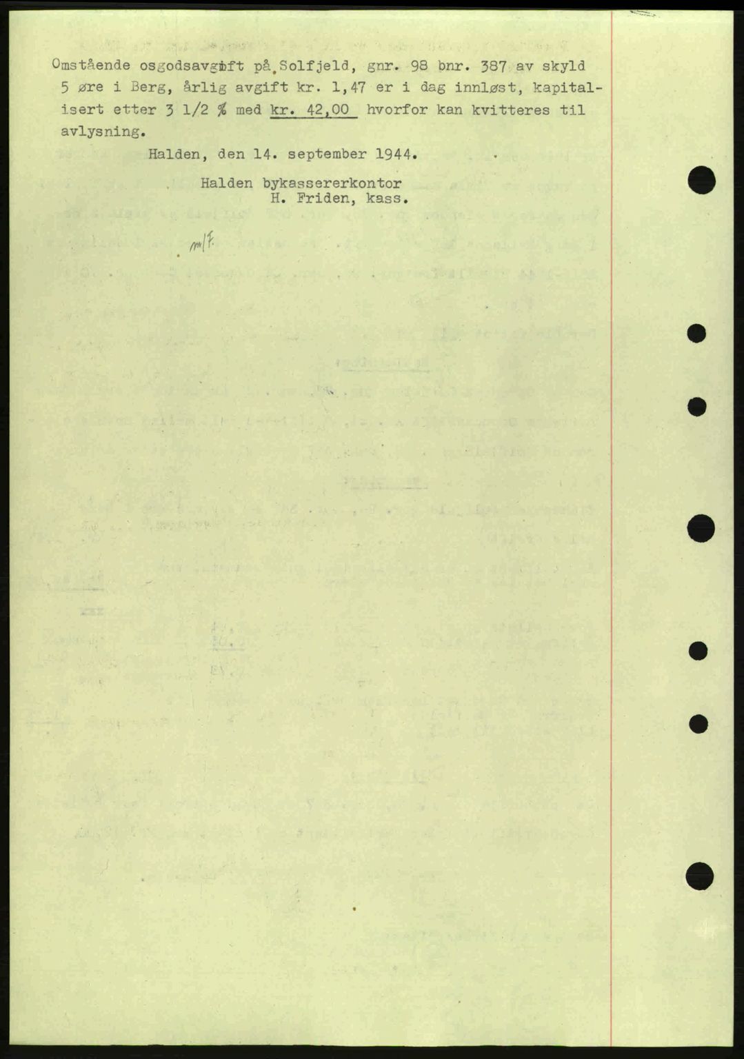 Idd og Marker sorenskriveri, AV/SAO-A-10283/G/Gb/Gbb/L0007: Mortgage book no. A7, 1944-1945, Diary no: : 921/1944