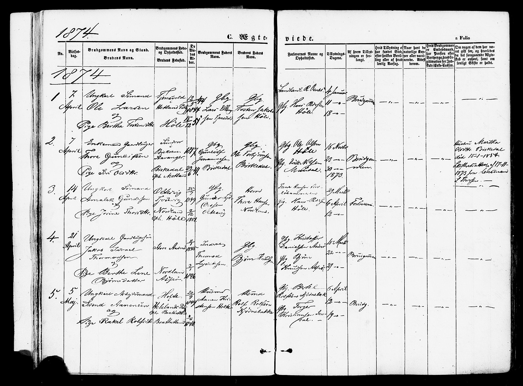 Høgsfjord sokneprestkontor, SAST/A-101624/H/Ha/Haa/L0002: Parish register (official) no. A 2, 1855-1885