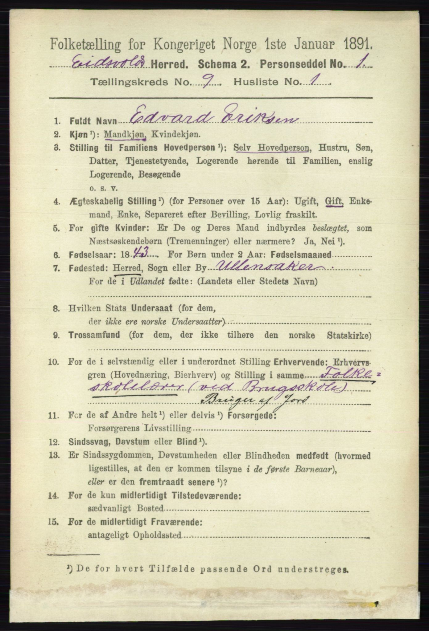 RA, 1891 census for 0237 Eidsvoll, 1891, p. 6534