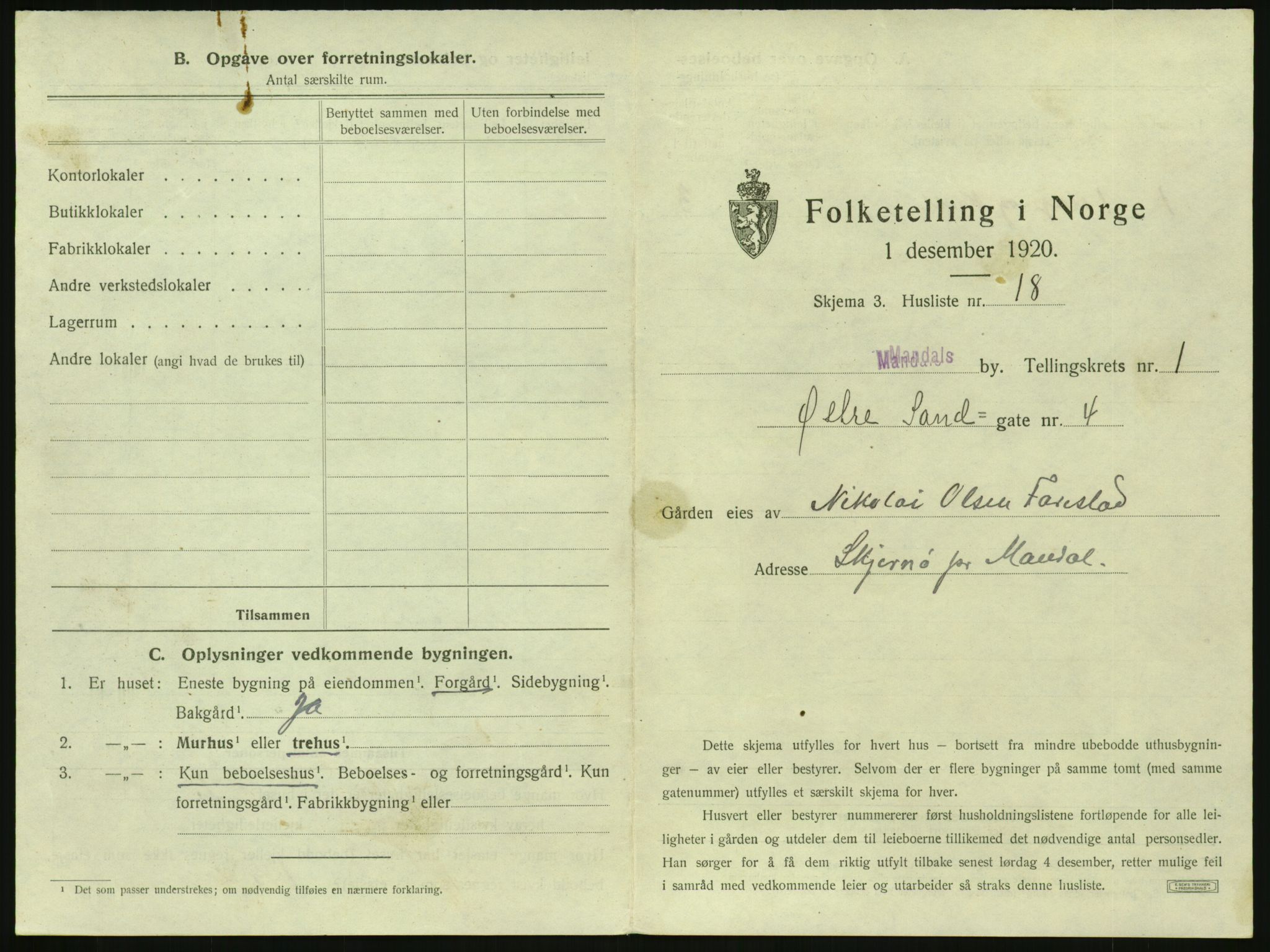 SAK, 1920 census for Mandal, 1920, p. 79